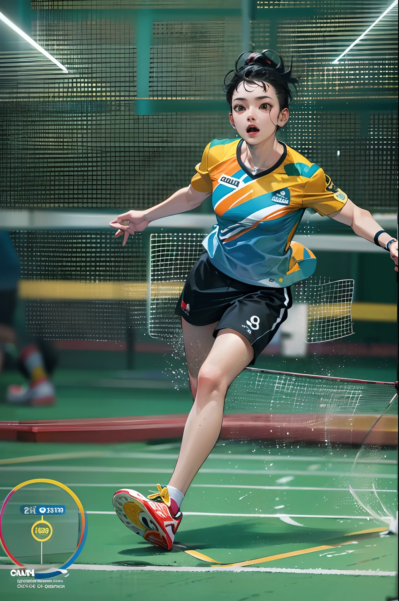 35mm camera lens,cool guy,athlete,badminton,detailedbackground,Asian Games,True skin texture,Smudge,Accurate facial features,dynamic blur,super-fine,ultra - detailed,high qulity,8K ,oc rendered,dynamic viewing angle,Hyper Real,Ultra photo realsisim