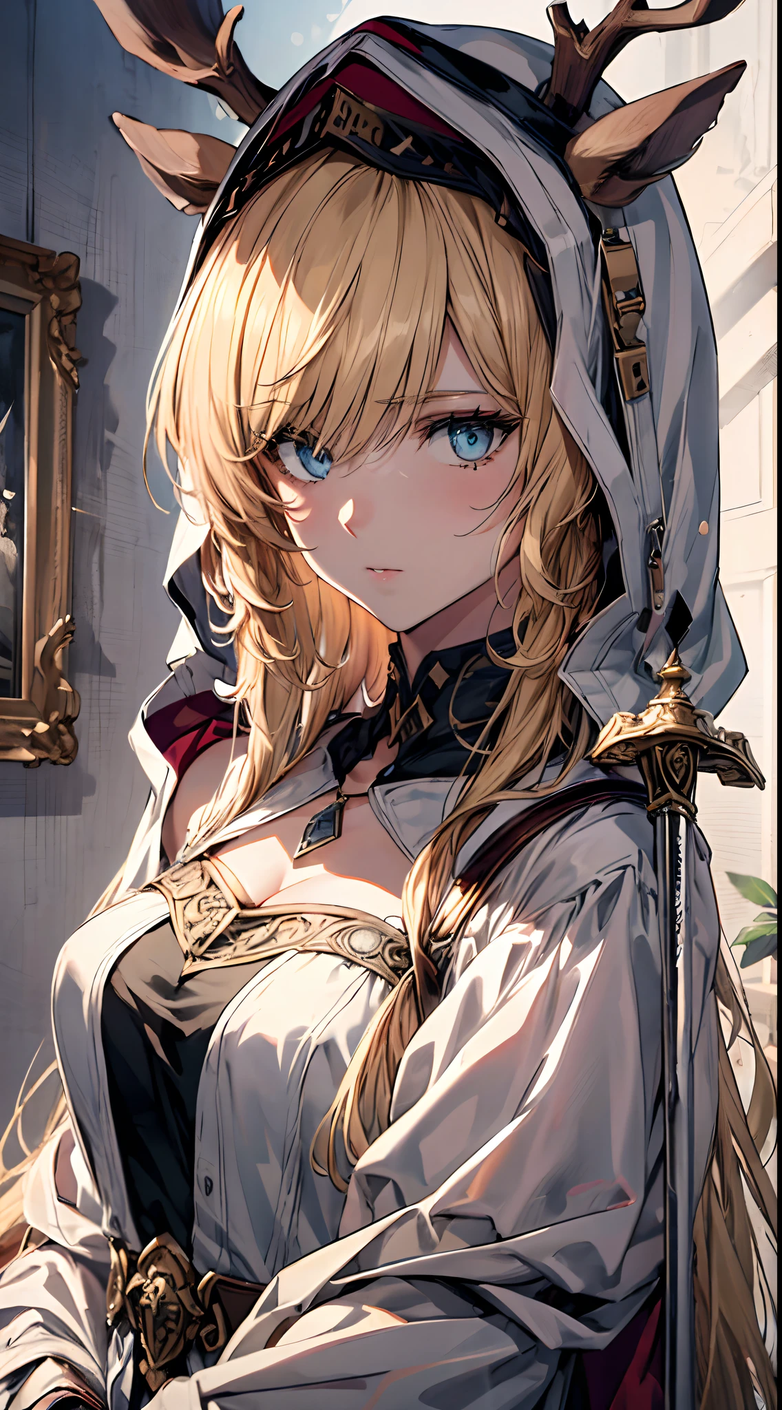 (((Masterpiece))),(incredibly_absurderes),(Best quality),(A high resolution),(Highly detailed),((CG unity 8k wallpaper)),face portrait of a European female , Light hair, Goddess of War, Book pages Colorful art, Long curly hair, Blonde, Intimidating eyes, Sword frame, Decorative panels, Ancient, (Masterpiece, Best quality, A high resolution:1.4), Extremely detailed, Intricate details, 4K, splash of color, Line art, Fibonacci, Perfect intricate details, Best quality, High quality, A high resolution, 16k, primitive, 超A high resolution, Hyper-detailing, finedetail, An extremely delicate and beautiful, Extremely detailed, Real Shadow, Highly detailed painting,full bodyesbian,largeaperture