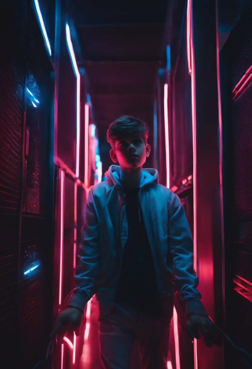 background neon a boy 18 years old ,neon,8k,computer
