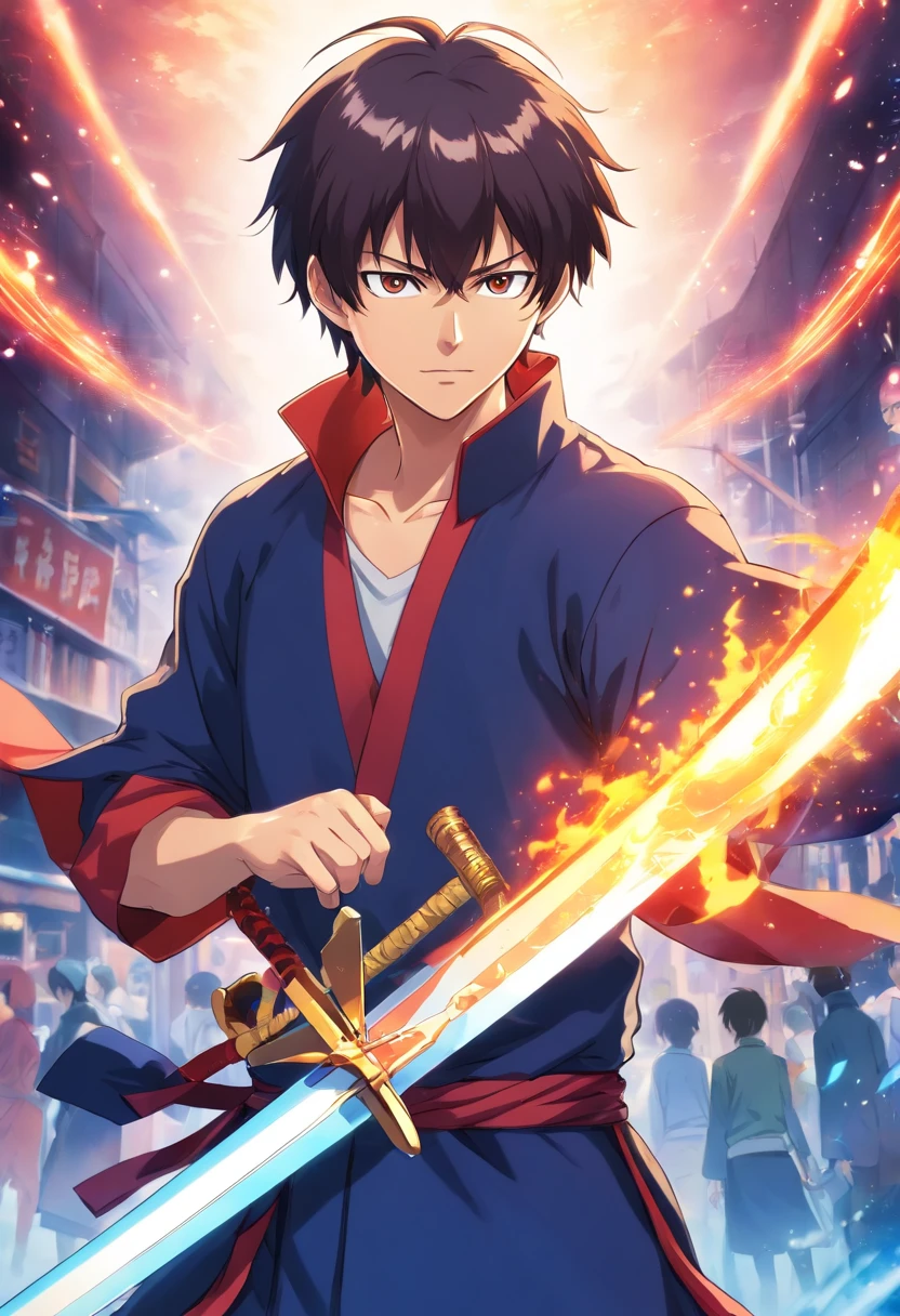 a cartoon of a man with a sword in his hand, bleach manga style, ichigo kurosaki, best anime character design, handsome guy in demon slayer art, inspired by Okumura Masanobu, anime character, shikanosuke yagaki, inspired by Kanō Hōgai, hijikata toushirou of gintama