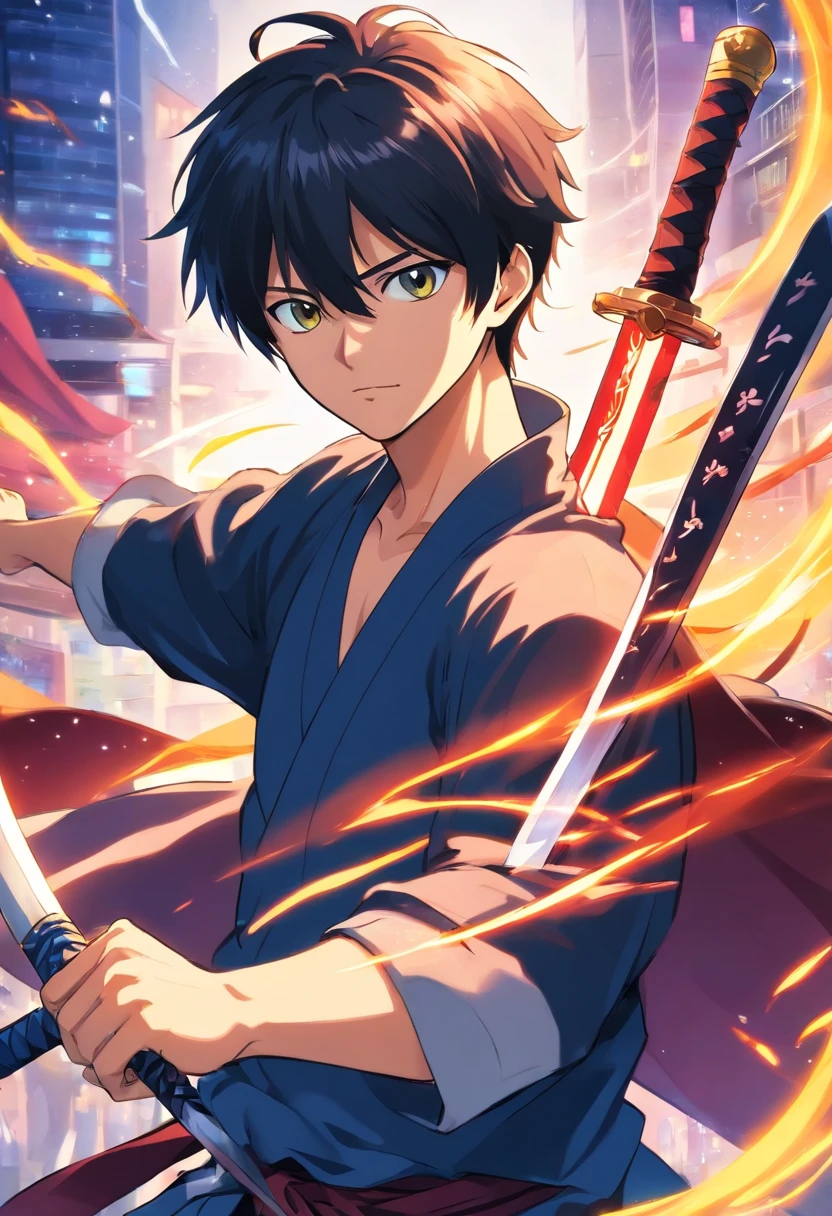 a cartoon of a man with a sword in his hand, an anime drawing inspired by Okumura Masanobu, trending on pixiv, shin hanga, bleach manga style, ichigo kurosaki, best anime character design, handsome guy in demon slayer art, anime character, shikanosuke yagaki, hijikata toushirou of gintama
