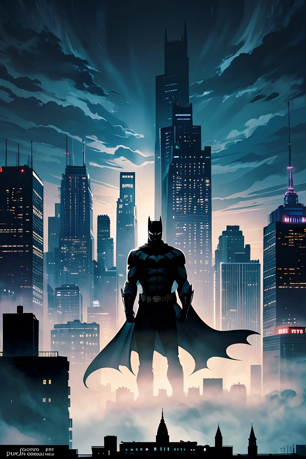 A stunning cover art featuring Batman silhouetted against the Gotham City skyline.