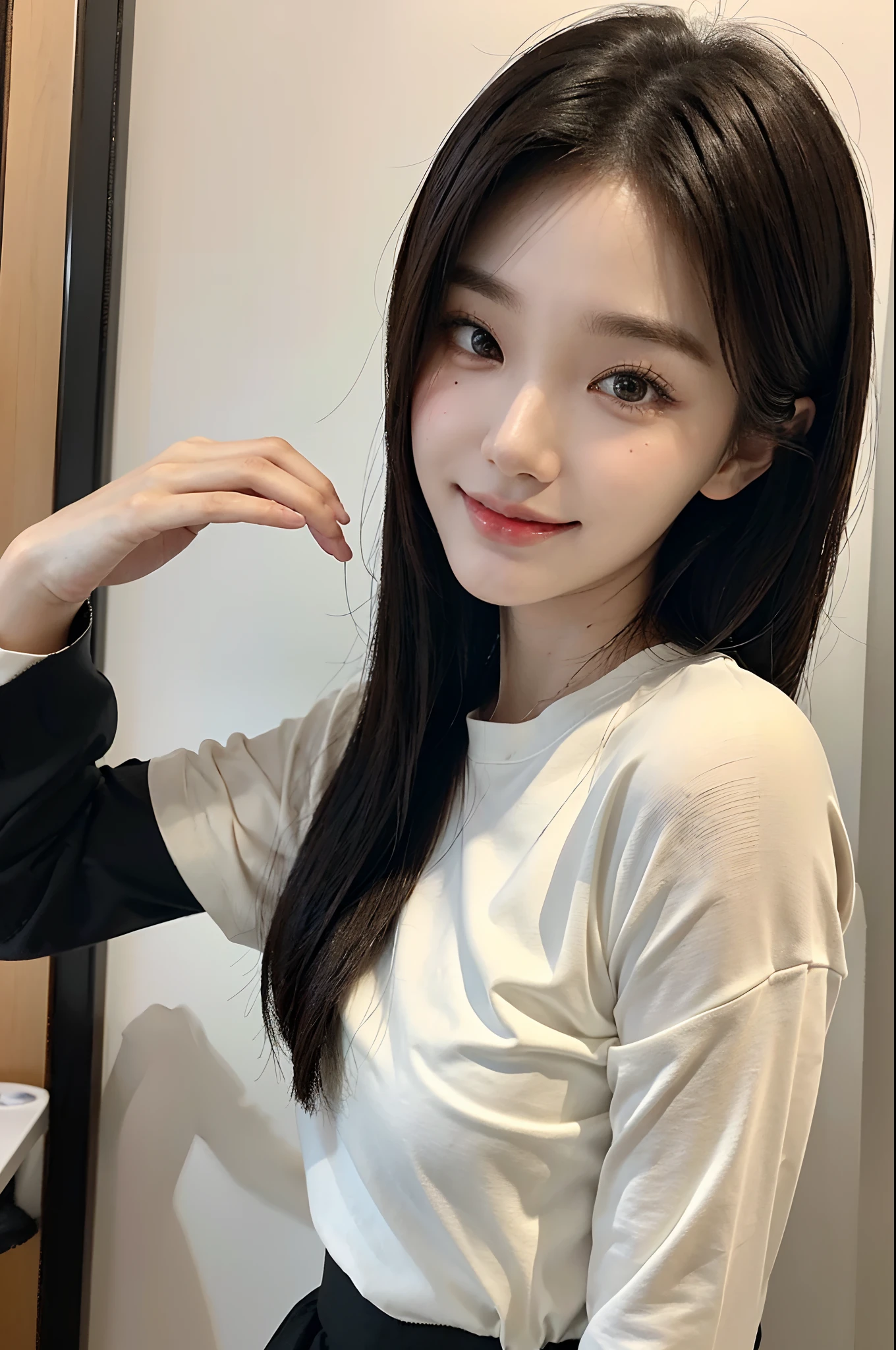 1girl in、beautiful vintage color、Instagram(Photorealsitic、hight resolution:1.4)、((Puffy eyes))、Staring at the viewer、、full body Esbian(8K、Raw photography、top-quality、masterpiece:1.2)、(realisitic、Photorealsitic) :1.37)、(foco nítido:1.2)、Professional Writing、photon maping、Radio City、Physically Based Rendering、(de pele branca:1.2)、Viewer's Perspective、(Middle hair:1.5)、portlate、Purple Eye、(silber hair:1.1)、bangss、(symple background:1.4)、独奏、The upper part of the body、realisitic、(masterpiece:1.4)、(top-quality:1.4)、(glowy skin)、fashionGirl、makeups、A smile(skinny、Mouth closure、full of shyness:1.3)、Colossal tits、sexypose、Realistic pores