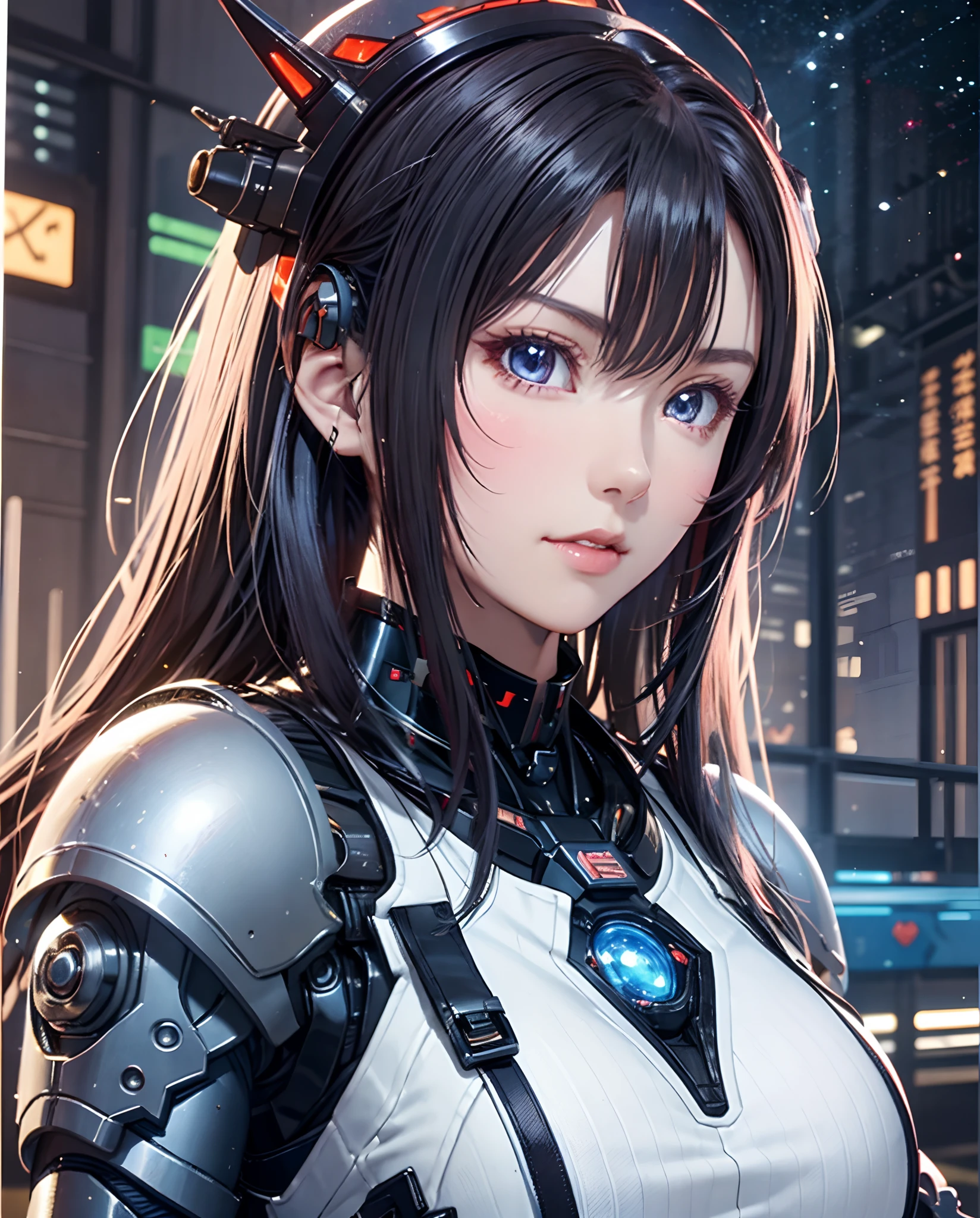 Woman in futuristic costume with futuristic helmet and futuristic sword, Trending on CGSTATION, trending at cgstation, portrait knights of zodiac girl, Cute cyborg girl, perfect android girl, portrait anime space cadet girl, Beautiful girl cyborg, Girl in Mecha Cyber Armor, Game CG, cgsociety and fenghua zhong, beautiful cyborg priestess
