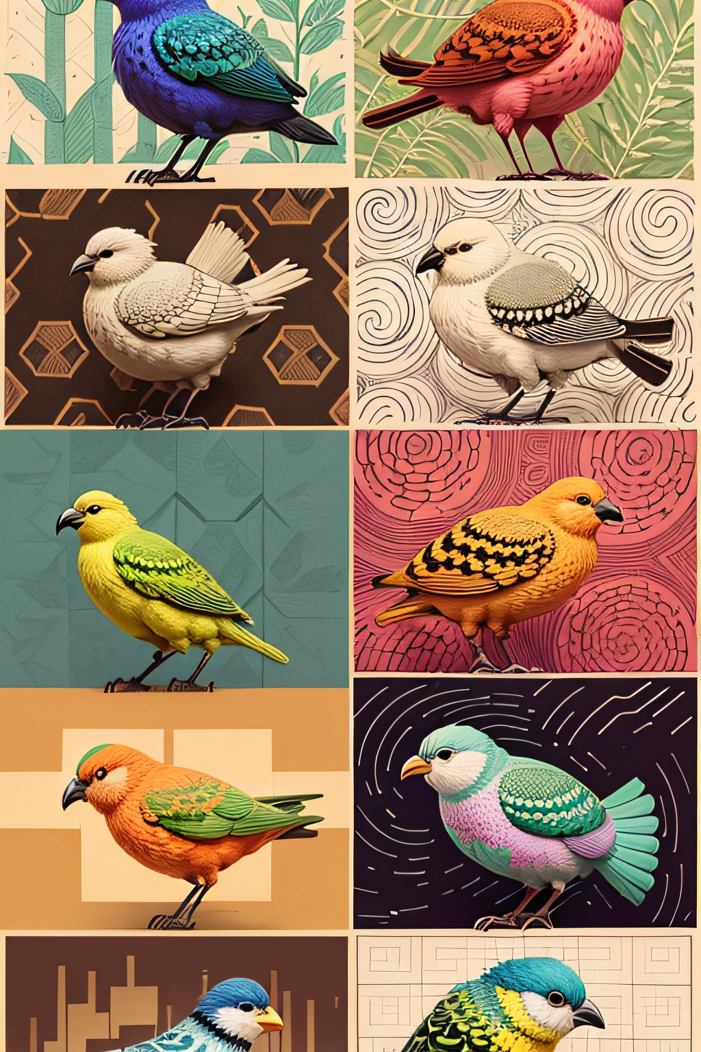colorfully colored coloring page of a bird quilt by artist john sloane --auto