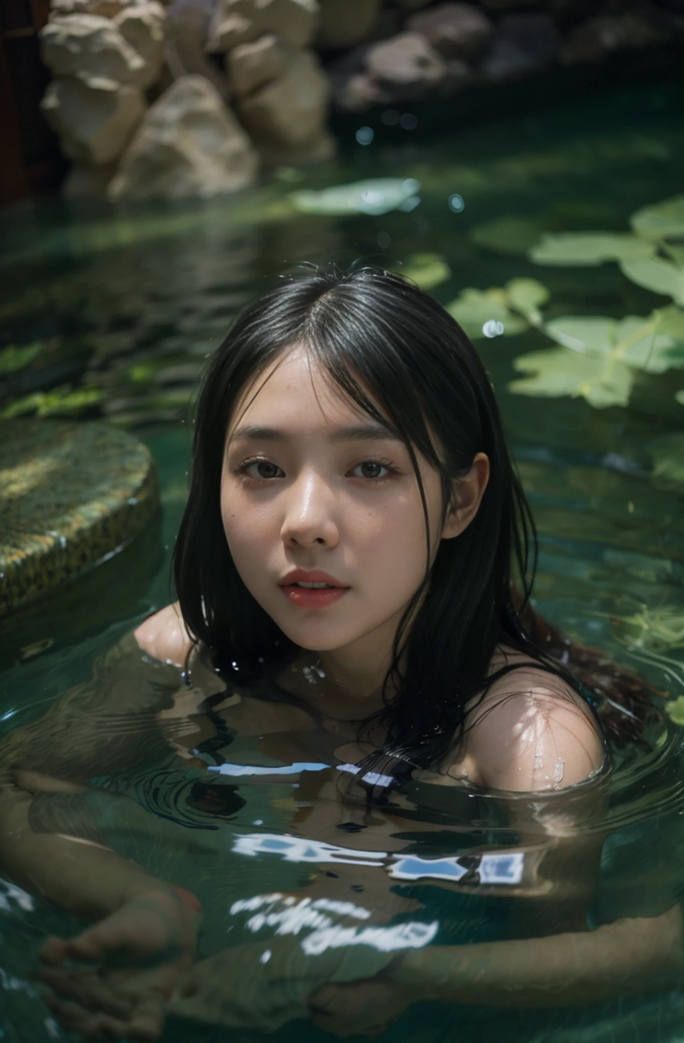 (1 Vietnamese girl), 26 years old, , standing nakedbath in the water of a luxury spa in Vietnam, Full nudity,8K photo. nsfw:1.2