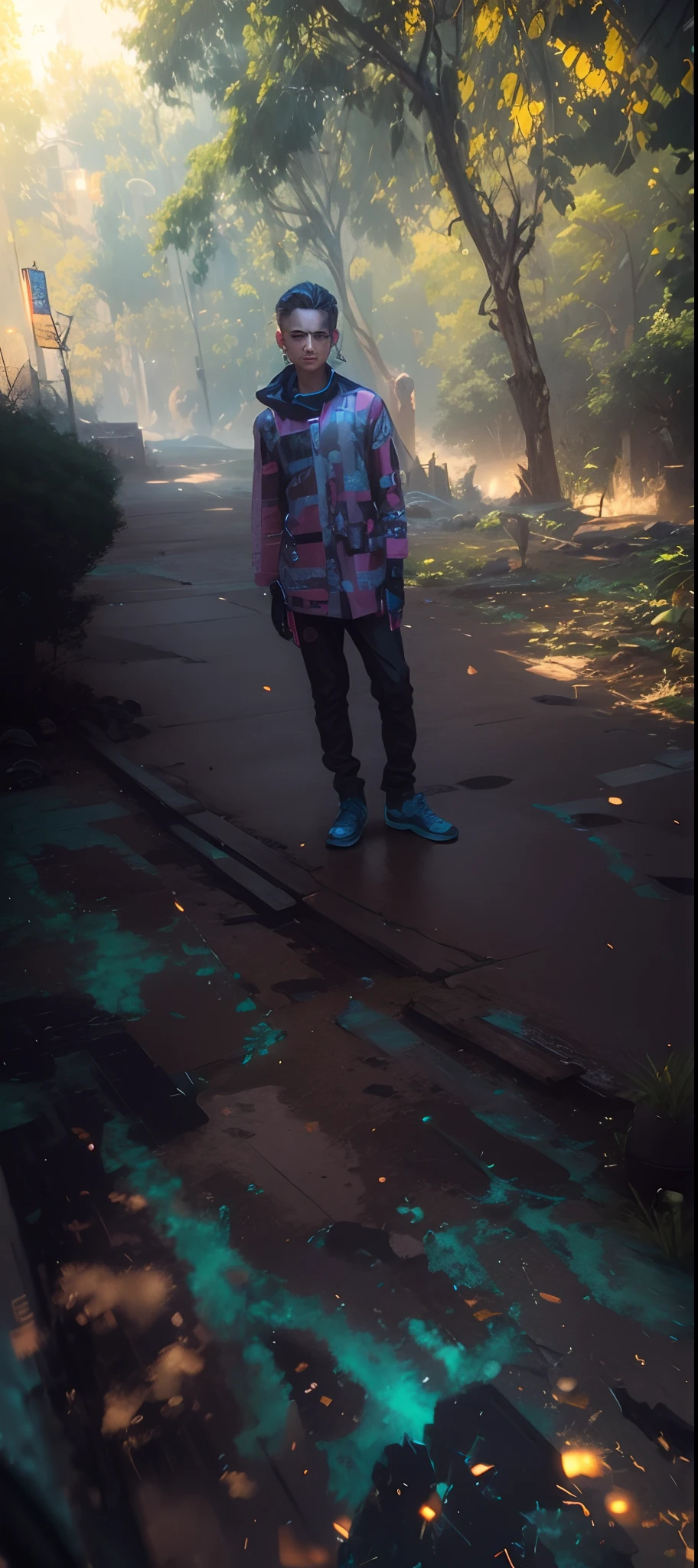 Checking background Cyberpunk handsome boy, realistic face, 8K ultra