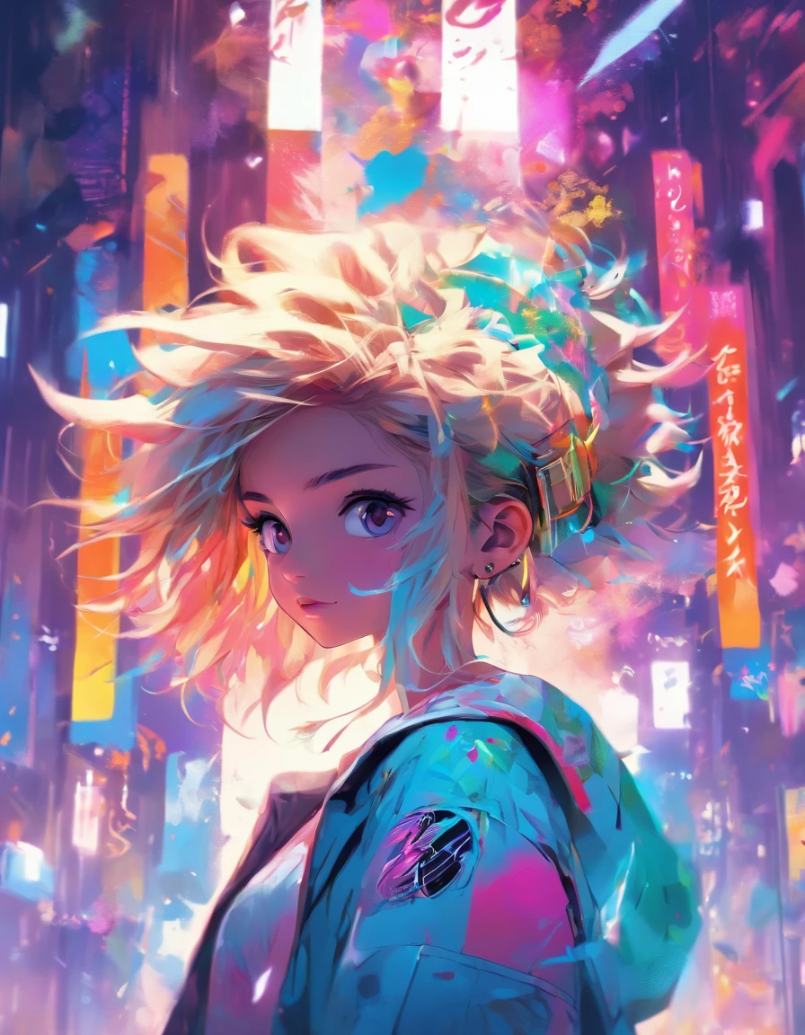 Perfect centering arrangement, Cute girls all over, Wear a student varsity jacket, Wear sunglasses, Wearing headphones, cheerfulness, Standing position, abstract beauty, centered, looking at the camera, facing camera, Approaching perfection, dynamic, moon light, high-detail, digital painting, art station, Concept Art, smooth, crisp focus, 10, high-res, illustration, Art by Carne Griffiths and Wadim Kashin, White background