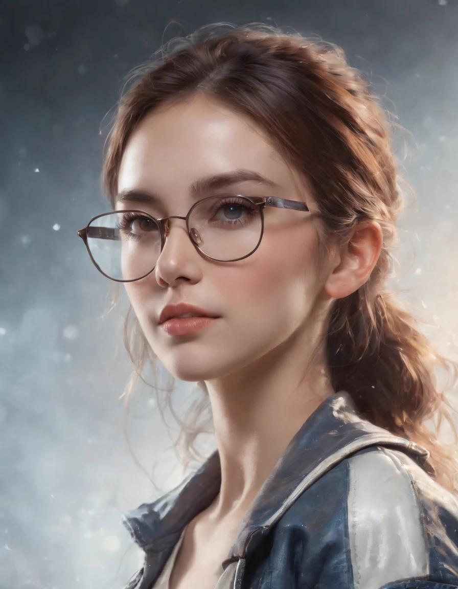 Perfect centering arrangement, Cute girls all over, Wear a student varsity jacket, Wear sunglasses, Wearing headphones, cheerfulness, Standing position, abstract beauty, centered, looking at the camera, facing camera, Approaching perfection, dynamic, moon light, high-detail, digital painting, art station, Concept Art, smooth, crisp focus, 10, high-res, illustration, Art by Carne Griffiths and Wadim Kashin, White background