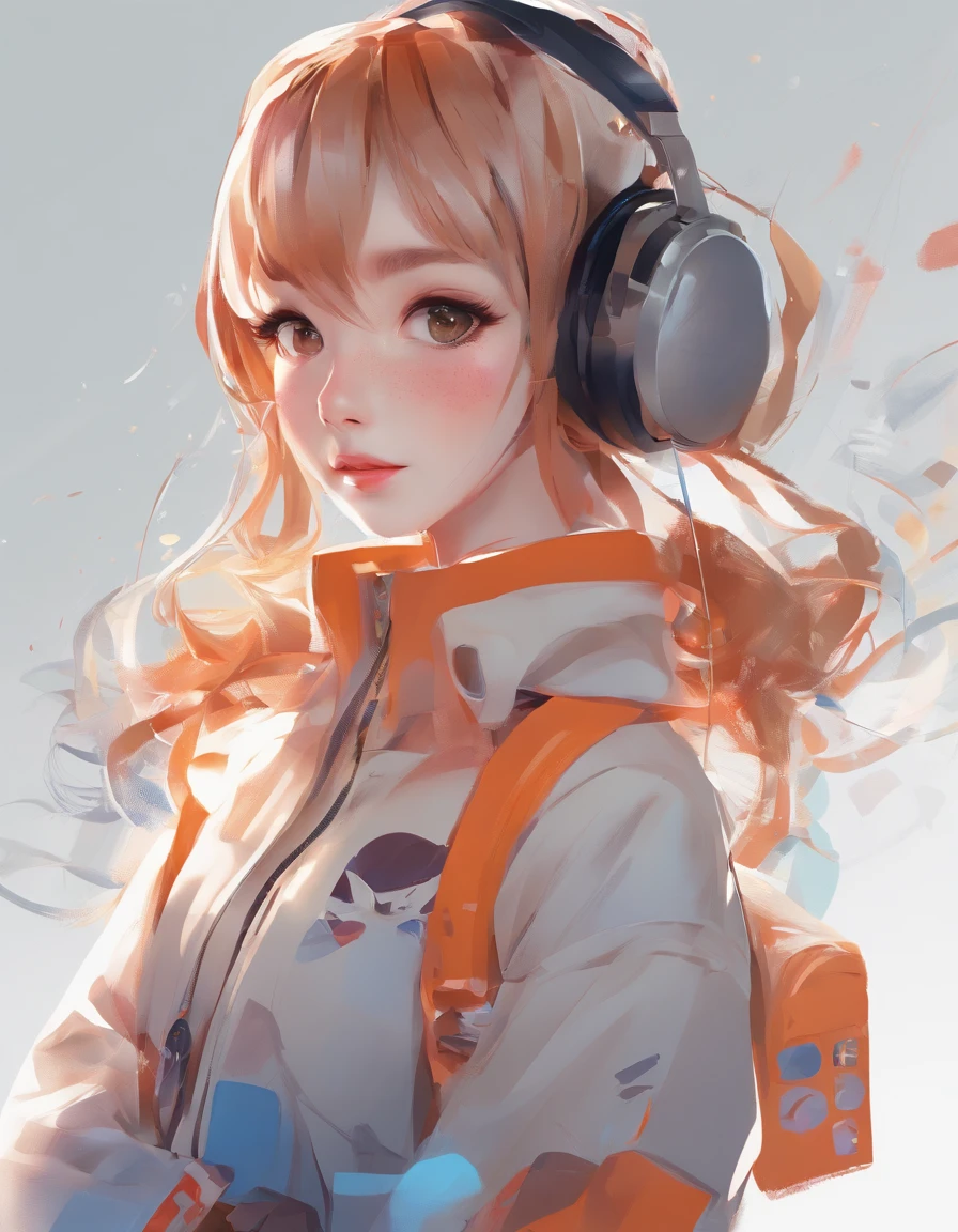 Perfect centering arrangement, Cute girls all over, Wear a student varsity jacket, Wear sunglasses, Wearing headphones, cheerfulness, Standing position, abstract beauty, centered, looking at the camera, facing camera, Approaching perfection, dynamic, moon light, high-detail, digital painting, art station, Concept Art, smooth, crisp focus, 10, high-res, illustration, Art by Carne Griffiths and Wadim Kashin, White background