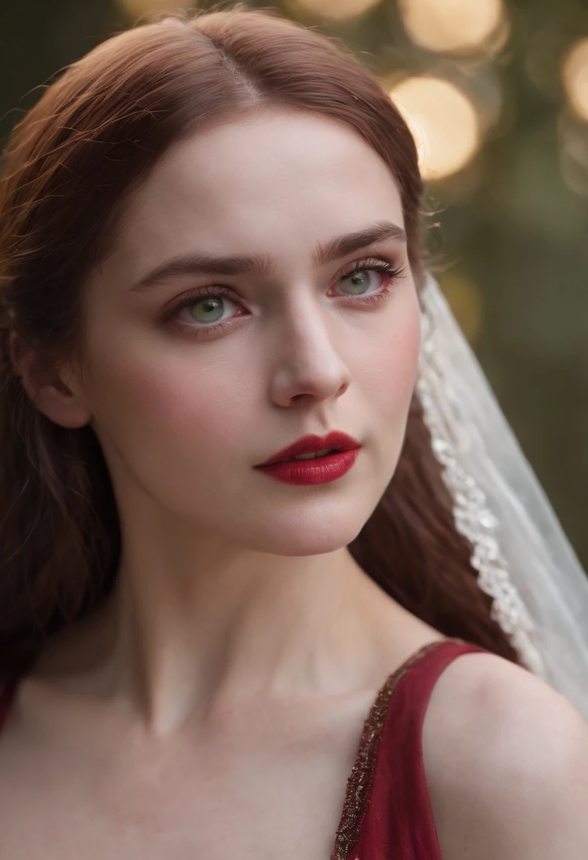 (((A crimson wound crossed her left cheek.))) Fair-skinned, The woman is about 19 years old., Natural White Hair, Prominent green eyes, Wear KOHL, Sleek and elegant, Beautiful, Candlelight in a medieval atmosphere, ultra sharp focus, Realistic shooting, Medieval women's clothing, tetradic color (scar:1.4),large boobs