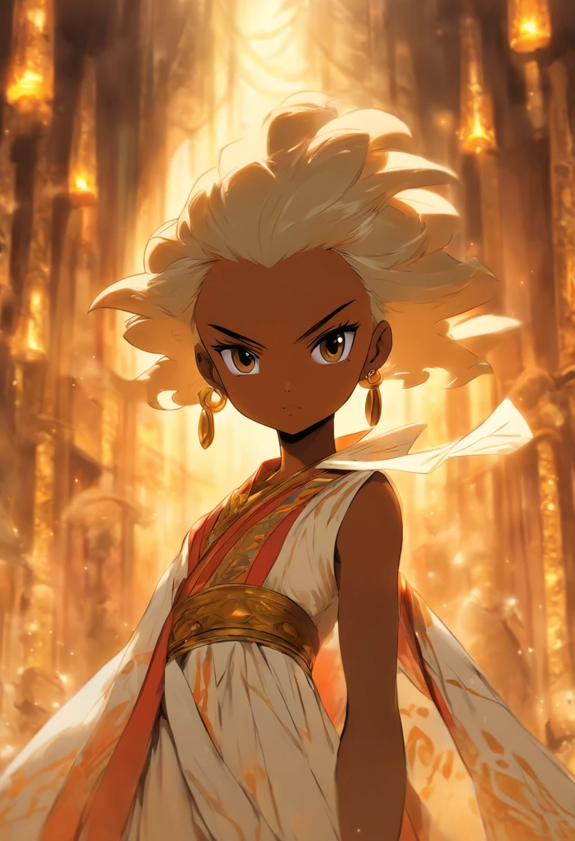 ((beautiful child)), ((An aristocrat's tabloid style)), child, ((loyalty belt)), pompous lady, dark skin, white short hair, desert
