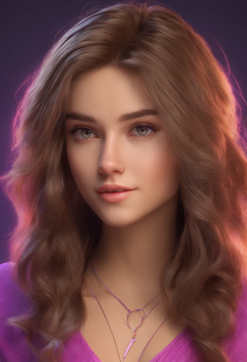 a 19 year old girl with light brown hair and brown eyes and purple electricity powers
