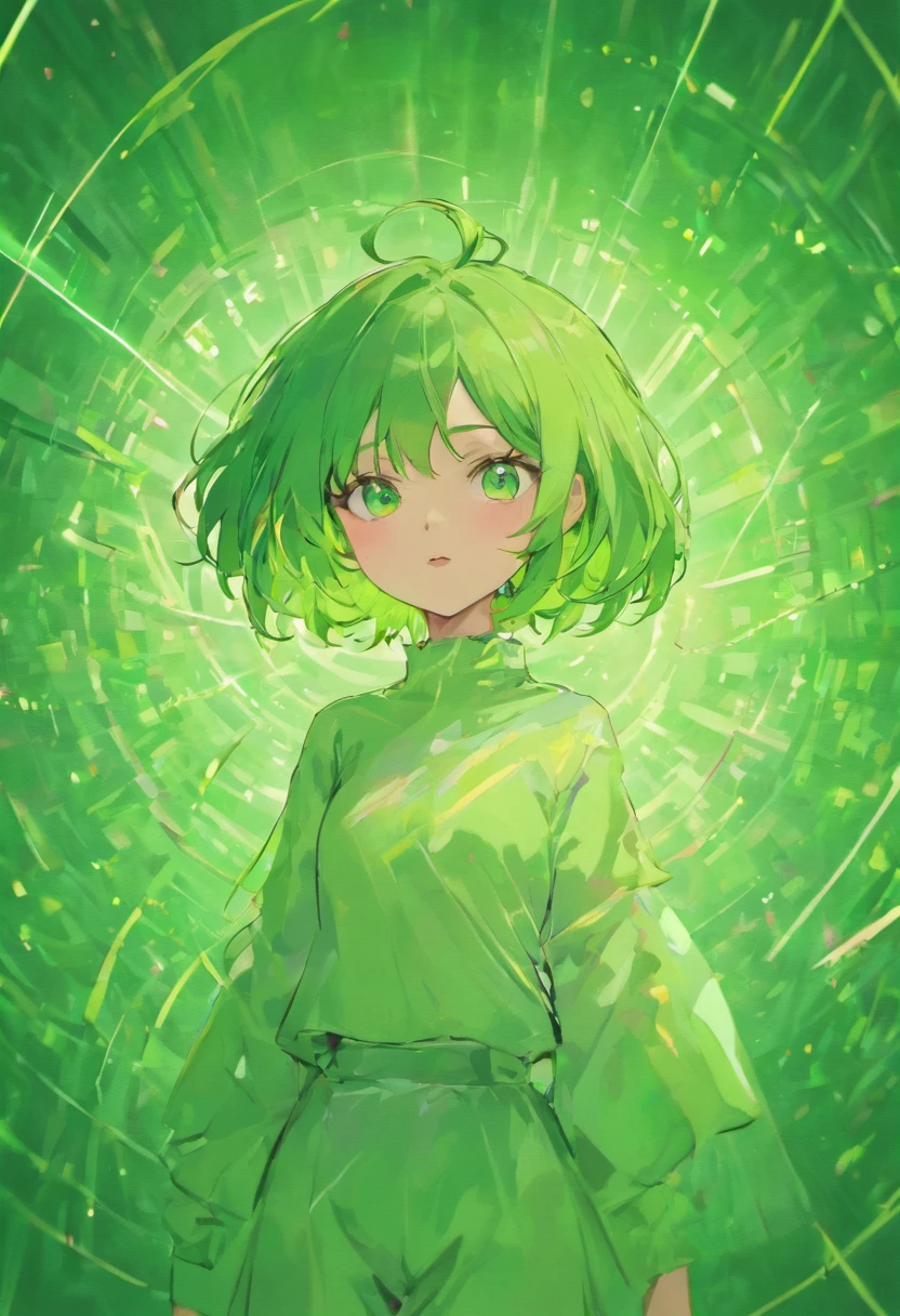 bobcut, Mint hair, angle of view, Color: White/Green, face retouch, Skin chrome, Detailed, Network enhancement, Artistic, the scientist, Hypnotist, Sexy, full bodyesbian, Hypnotist, model, Athletic trainer,