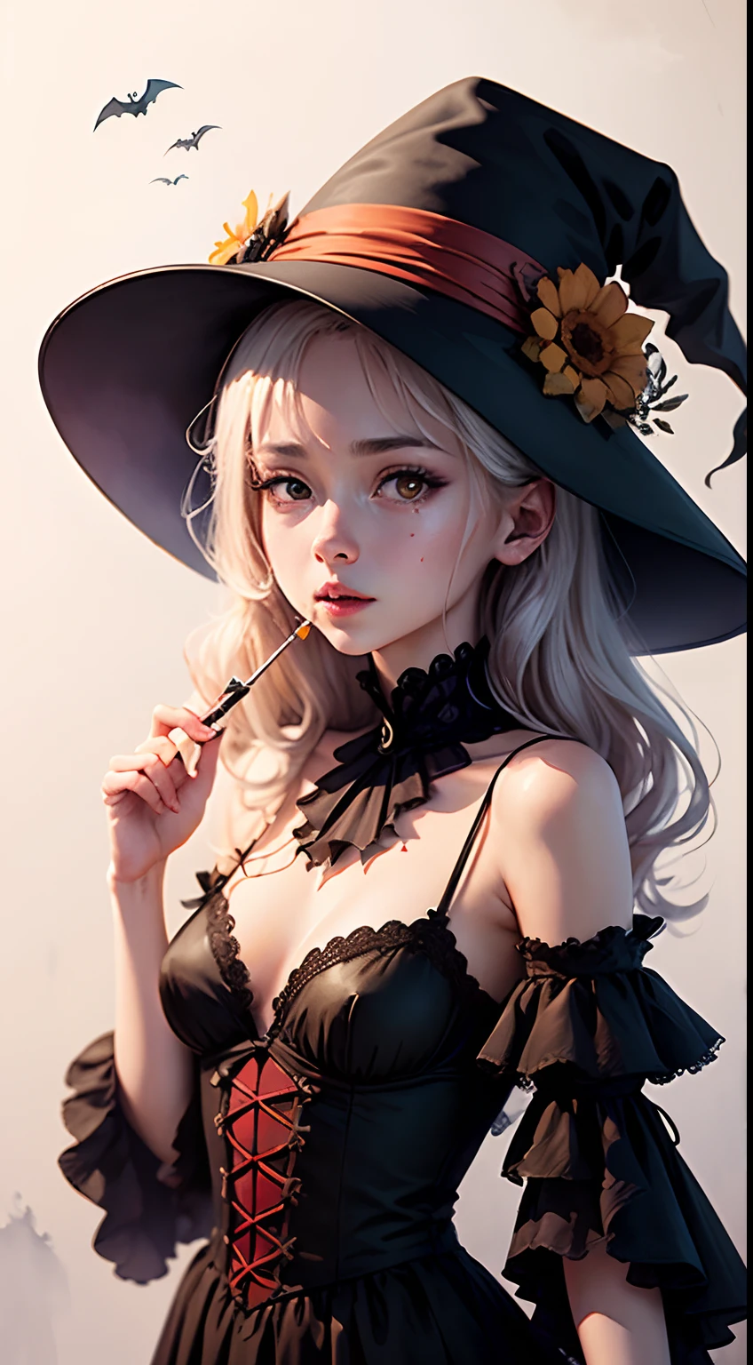Watercolor illustration, Halloween, ultra-detailliert, hight resolution,8K、Beautiful and cute