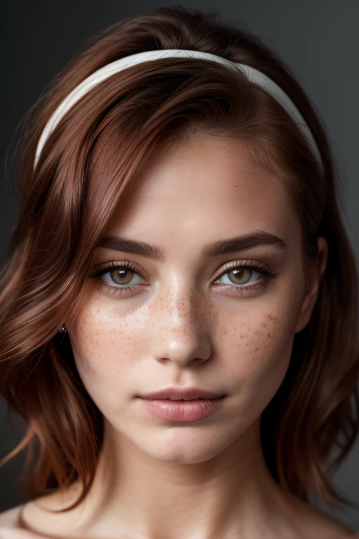 (((Prise de vue du corps entier)),A photo of an attractive woman with loose red hair, bored, she wears headband pants and dress pants, , mascara, (textured skin, pores de la peau:1.2), (Taupes:0.8), (peau imparfaite:1.1), Intricate details, chair de poule, Visage impeccable, (light freckles:0.9), ((photoreallistic):1.1), (.RAW, 8k:1.2), Sombre, muted colors, Ambiance ardoise, RAW candid cinema, 16 mm, color graded portra 400 film, Couleur remarquable, ultra realist, textured skin, remarkable detailed pupils, realistic dull skin noise, visible skin detail, duvet de peau, dry skin, shot with cinematic camera, detailed skin texture, (rougir:0.5), (chair de poule:0.5), Underground diffusion 

The full-body photo captures the woman's alluring appeal with her loose red hair.. His bored expression adds an air of mystery to the photo. She is dressed in a headband top and dress pants, Respirer la confiance et la sophistication. Le mascara accentue ses cils, Drawing attention to your eyes. Textured skin with pores and skin imperfections adds a touch of realism to the image. The intricate details, such as light freckles and moles, Further improve photorealistic photo quality. 

Shot in raw 8k with a cinematic camera, Dark, muted colors create a slate atmosphere, give the image a feeling of raw and candid cinema. The use of 16mm film and calibrated 400 portra film adds remarkable colors and an ultra-realistic look to the photo. Textured skin and striking pupils bring the subject to life, while realistic dull skin noise and visible skin details add depth and authenticity. The down of the skin and the dry texture of the skin also contribute to the overall aesthetic. 

The blush and goosebumps on the