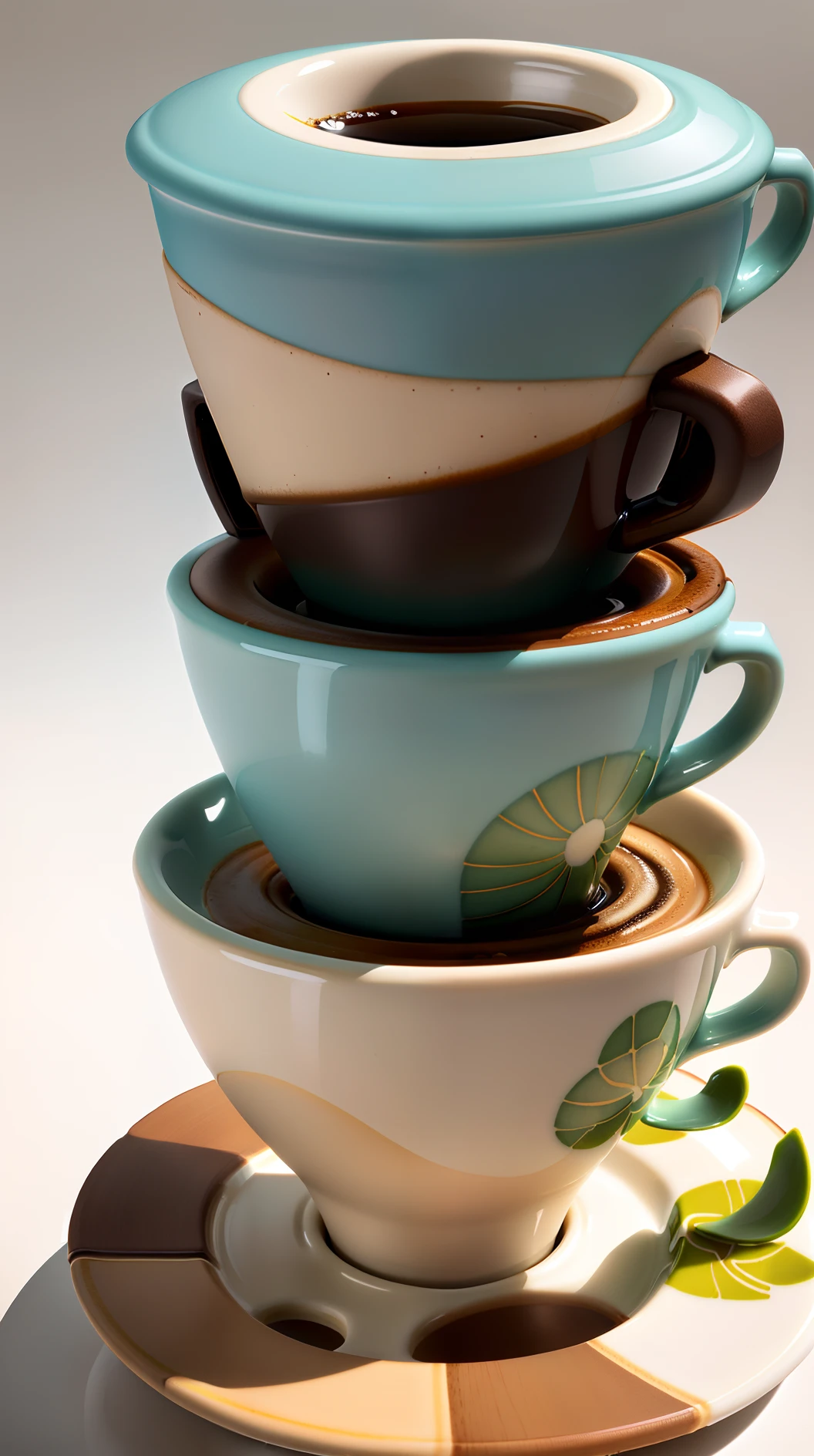 Coffee cup product design,ceramics,simple and elegant style,Lotus relief,There is a round bridge hole shape,It can be stacked and combined,Light yellow