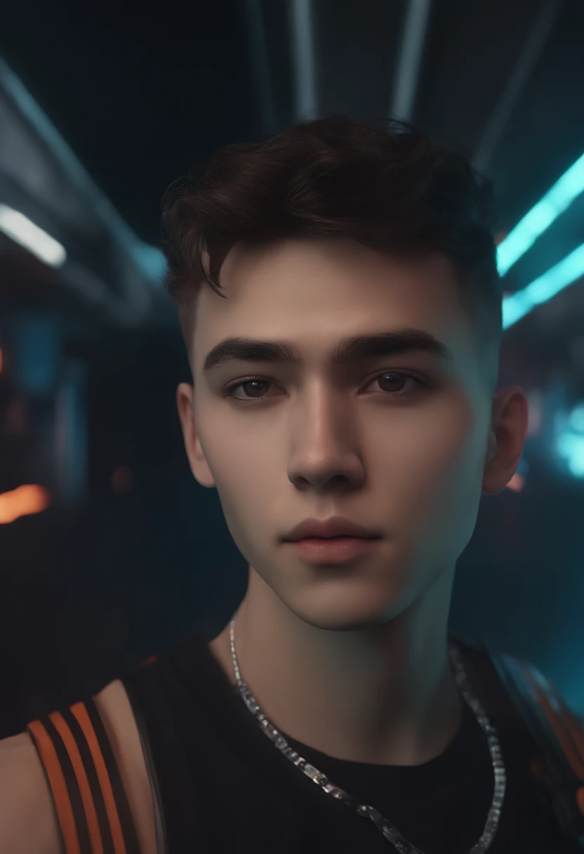 Change this background cyberpunk, realistic face,8k, ultra graphics, a boy, eight packs