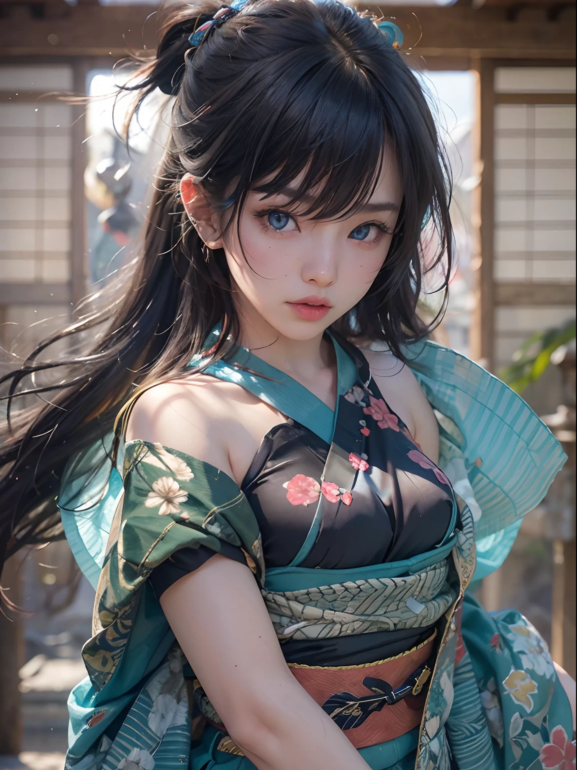 nsfw, 1girl, , (masterpiece: 1.4), (8K, realistic, raw photo, best quality: 1.4), skirtlift, strip naked, ninja, nipple areola shape clear, beautiful breasts, Japanese girl, beautiful cute face, (real face: 1.4), perfect , beautiful hairstyle, realistic blue eyes, beautiful detail eyes, (real skin: 1.3), beautiful skin, attractive, ultra high resolution, ultra realistic, cinematic lighting, black colored hair, short hair, ancient Japan, ninja uniform, japanese shrine