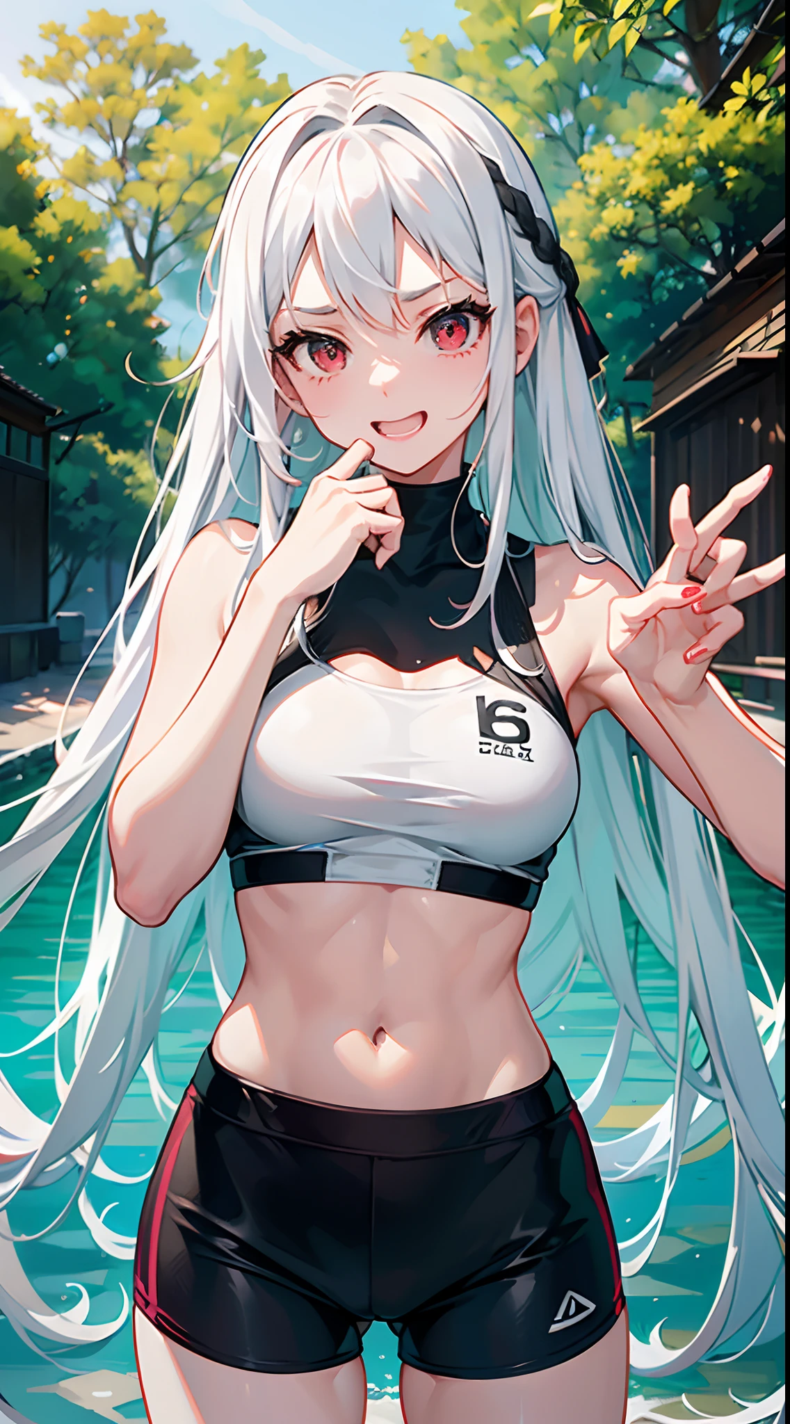 masterpiece, best quality,anime style, 1 girl,(((slender body))), (((small breast))),(((gym uniform))),(((3 monkey grabbing the gir))),((((cum)))), (beautiful face), (((long hair))), (((straight hair))), ((((silver hair)))),detailed beautiful skin, (perfect hands, perfect anatomy)
