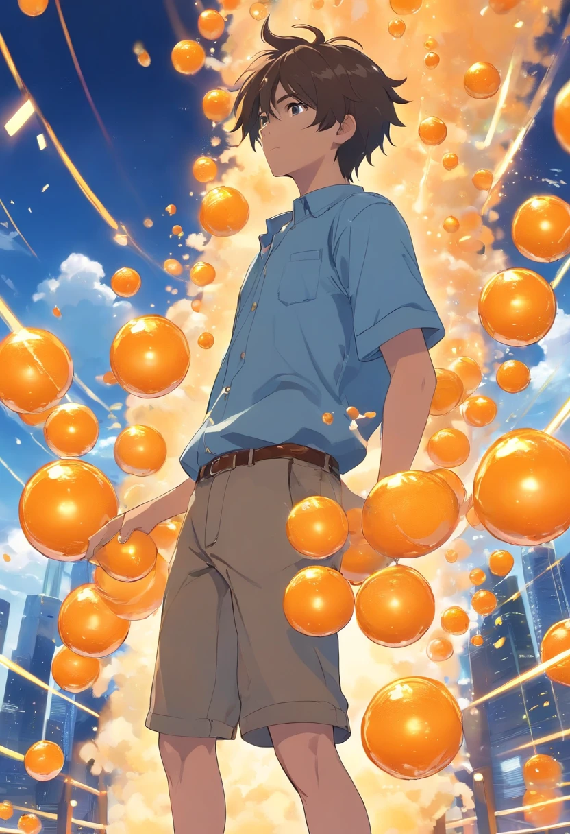 homem cabelo laranja com bolas de ouro