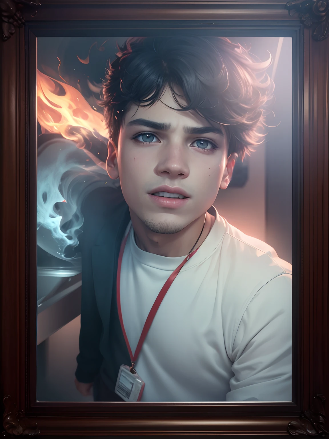 Change into a boy with ciggerate, infront of mirror , bad looks, realistic, 8k
