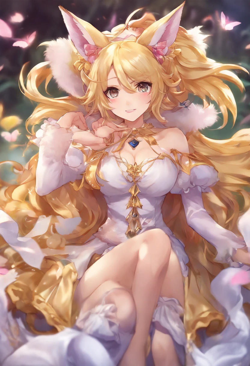 snfw, nude,on bed,nipple,spread vagina, best quality, ultra detailed 8k cg render, masterpiece, high resolution, extremely detailed,sex,
1 girl, solo, , blond hair, wavy long hair, blue eyes, full body, fighting pose, flying, (small breasts:1.2), big smile,
bare shoulder, glow white, mecha musume, mechanical leg, headgear, yellow armor, in SFcity