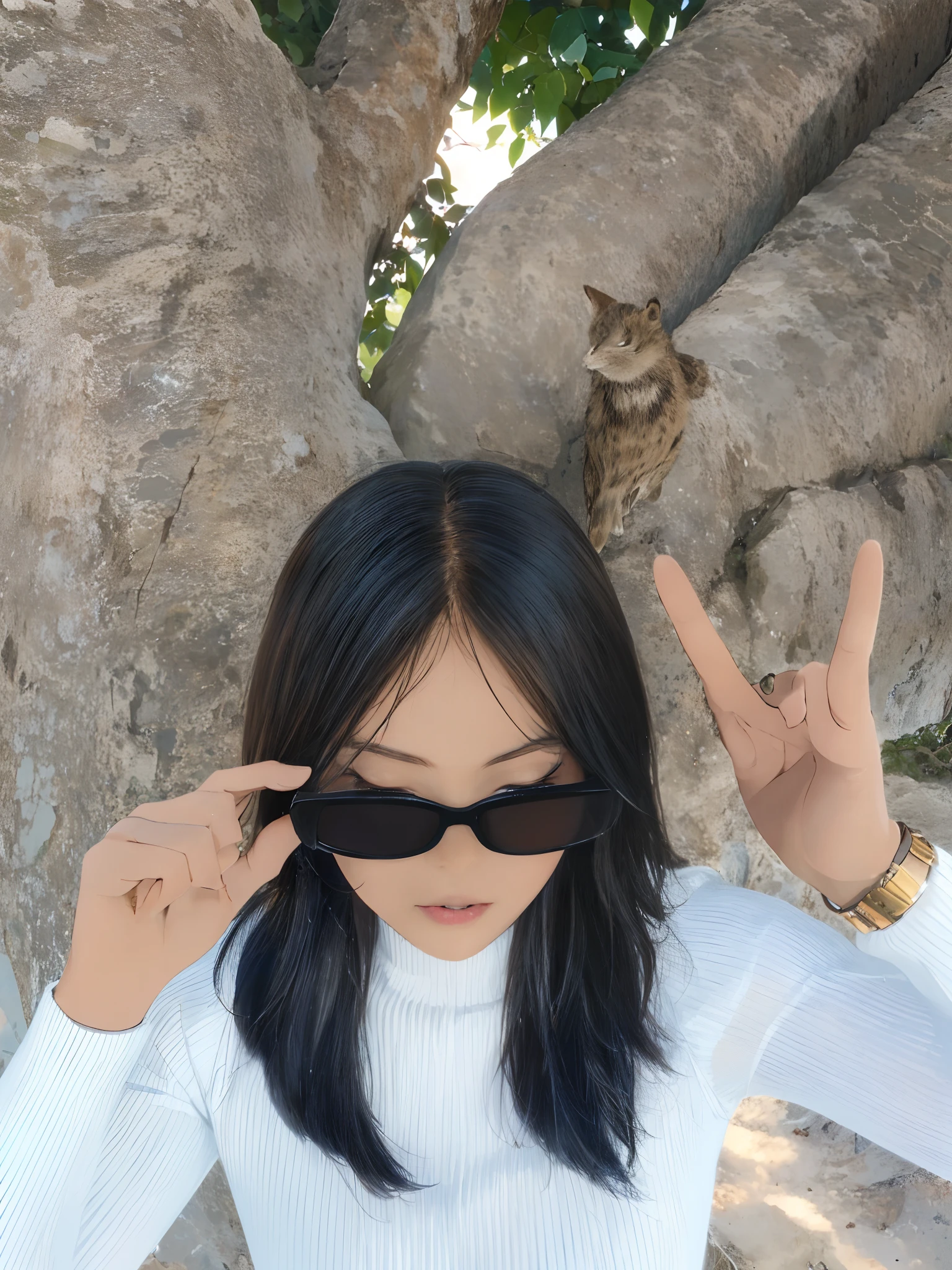 (beautiful and magnificent skyline, majestic sky), (extremely tense and dramatic pictures, moving visual effects), (high hanging Polaris, colorful natural light), (1girl), (long-sleeved top, denim shorts, carrying a backpack), (dynamic pose:1.3, black eyes, black hime-cut hair, sparkling girl)[:0.8], (large grassland), (oncoming breeze), (brown hair and background Coordination effect: 1.2), (close shot, long shot mix and match)[::0.9]