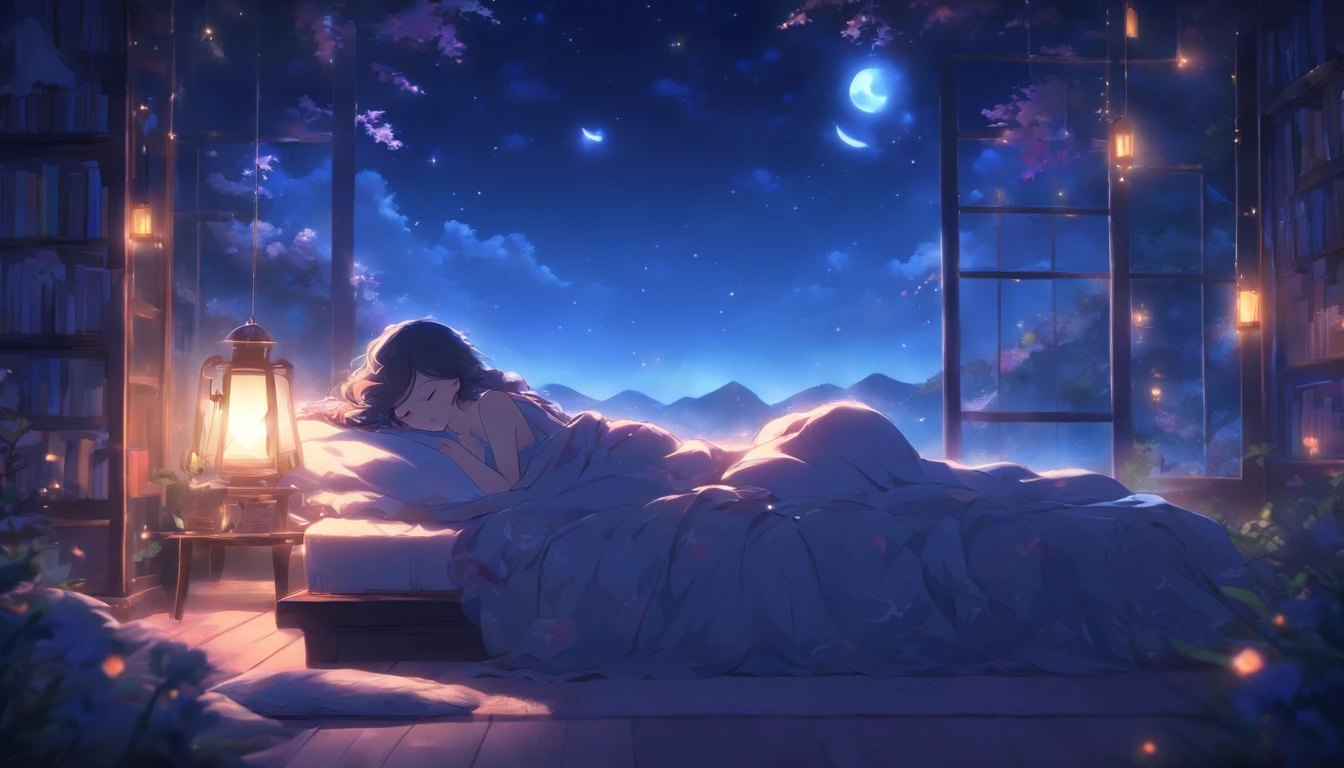 (best quality,4k,8k,highres,masterpiece:1.2),ultra-detailed,realistic, peaceful sleeping scene,soft lighting, calm atmosphere, blankets and pillows, sweet dreams, deep slumber, tranquility, comfortable bed, beautiful bedroom, cozy ambience, serene night, quiet surroundings, gentle breathing, restful sleep, undisturbed rest, blissful tranquility, pleasant dreams, quiet darkness, peaceful silence, stillness, tranquil moonlight, gentle moonbeam, quietude, relaxation.