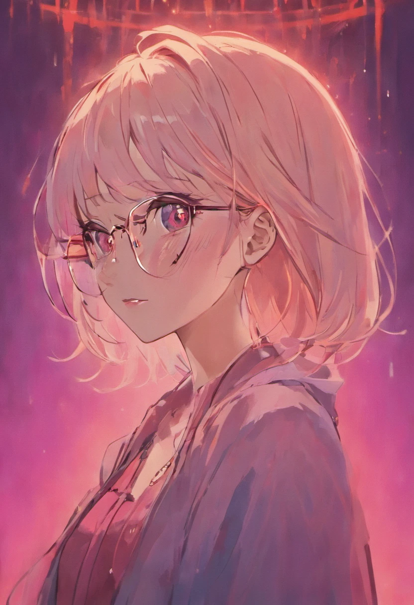 There is a woman with glasses and a necklace with a heart, inspired by Ion Andreescu, Inspired by Elsa Bleda, There is no Estiello Petra Collins, Simsbo, Wear prescription glasses, thick glasses, Long wet hair dripping, with square glasses, thick and red lips, solo portrait 🎨🖌️,Port wind