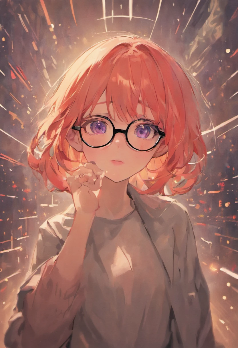 There is a woman with glasses and a necklace with a heart, inspired by Ion Andreescu, Inspired by Elsa Bleda, There is no Estiello Petra Collins, Simsbo, Wear prescription glasses, thick glasses, Long wet hair dripping, with square glasses, thick and red lips, solo portrait 🎨🖌️,Port wind