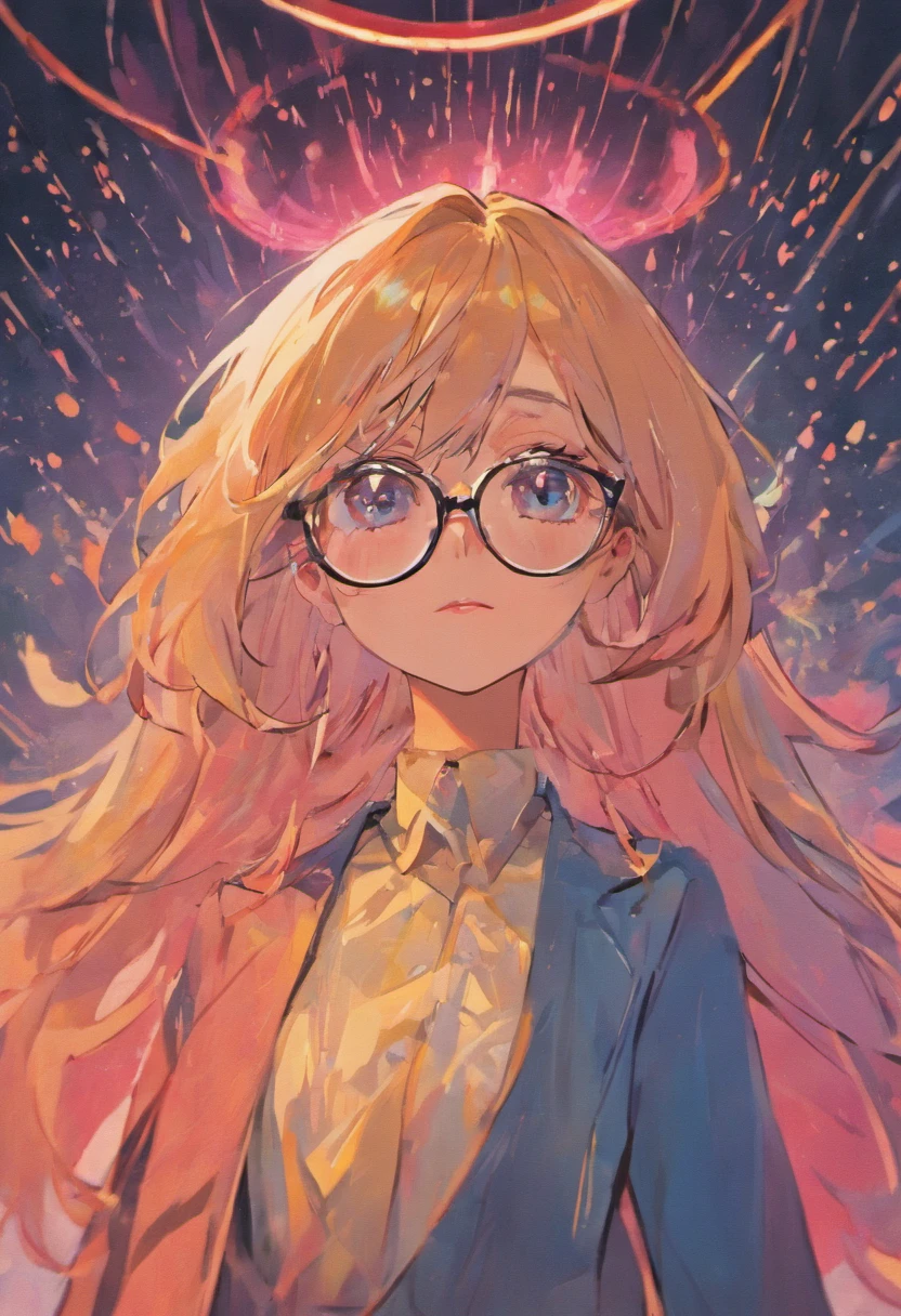 There is a woman with glasses and a necklace with a heart, inspired by Ion Andreescu, Inspired by Elsa Bleda, There is no Estiello Petra Collins, Simsbo, Wear prescription glasses, thick glasses, Long wet hair dripping, with square glasses, thick and red lips, solo portrait 🎨🖌️,Port wind