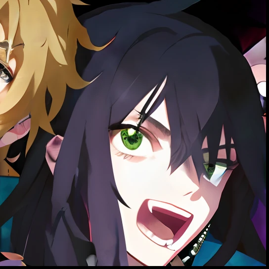 anime character with green eyes and black hair in a hallway, handsome male vampire, male vampire, male vampire of clan banu haqim, vampire lord, androgynous vampire, l vampire, anime vampires, vampire of clan lasombra, alucard, he's very menacing and evil, carmilla vampire, vampire portrait, vampire, evil devious male