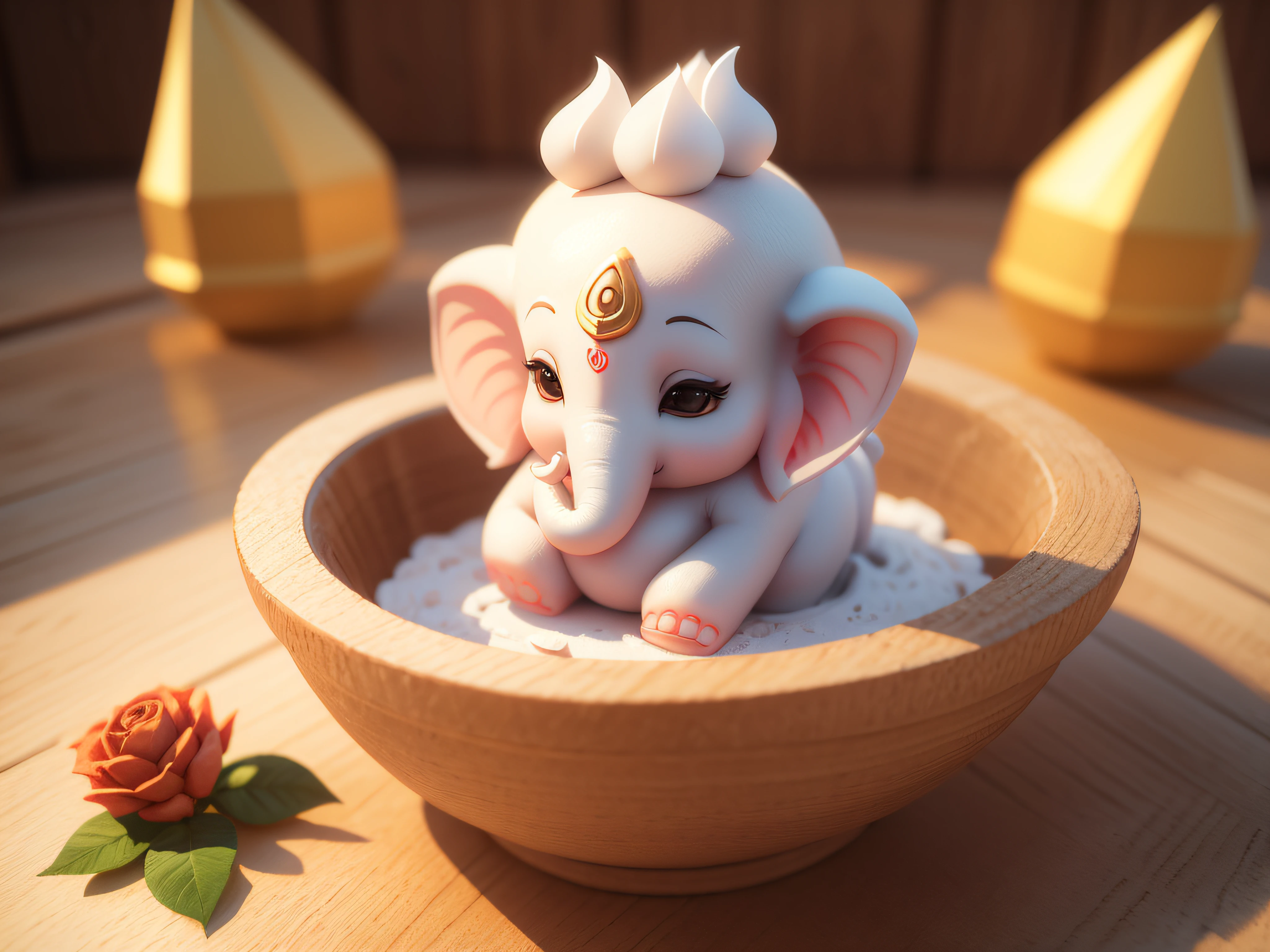 Adorable 3D Ganesha A Cute Illustration on White