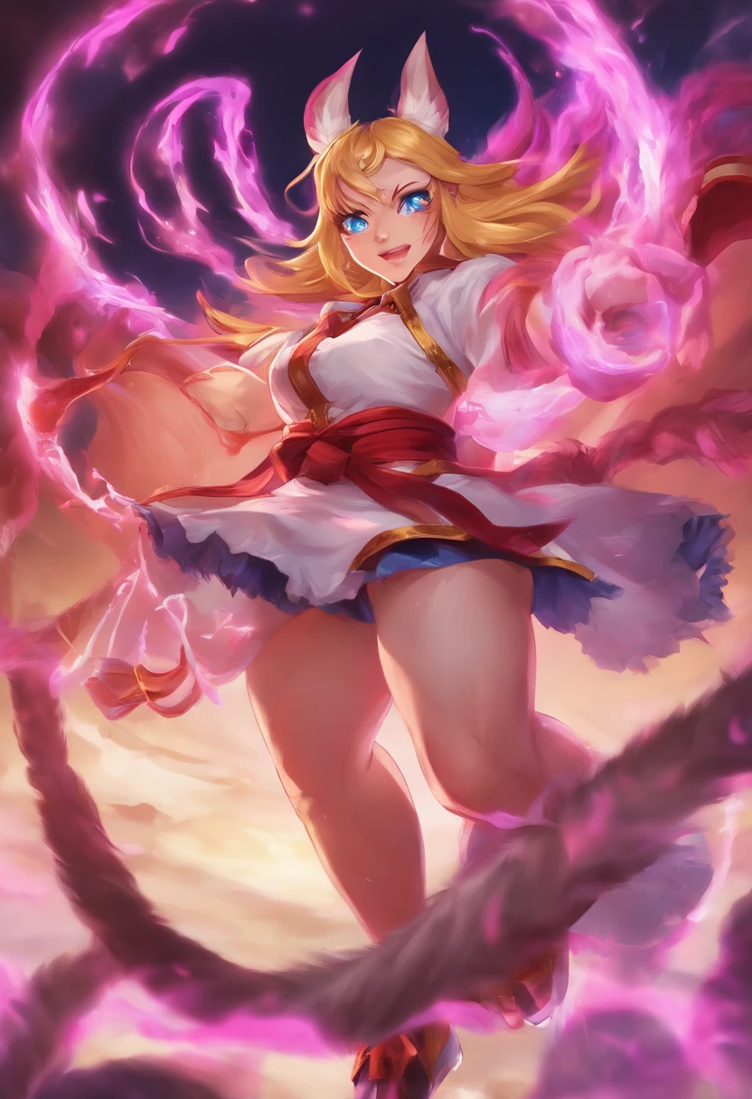 Ahri from league of legends, corpo inteiro, floresta branda, 8k, alta qualidade, detalhes, Rosto perfeito detalhado, olhos bonitos detalhados, Perfect hand detailed, dedos detalhados 8k bonitos femininos pequenos delicados, feminina bonita, ((vestindo roupa da Kochou Shinobu)), sorrindo para telespectador, Vista da diagonal superior,((usando roupas de Kochou Shinobu)), ((destaque nas 9 caudas da ahri)) , standingn, corpo inteiro, roupas de demon slayer corpo inteiro, alta qualidade, High Definition in Detail, ((obra prima)), dedos detalhados, dedos perfeitos, dedos delicados, dedos femininos