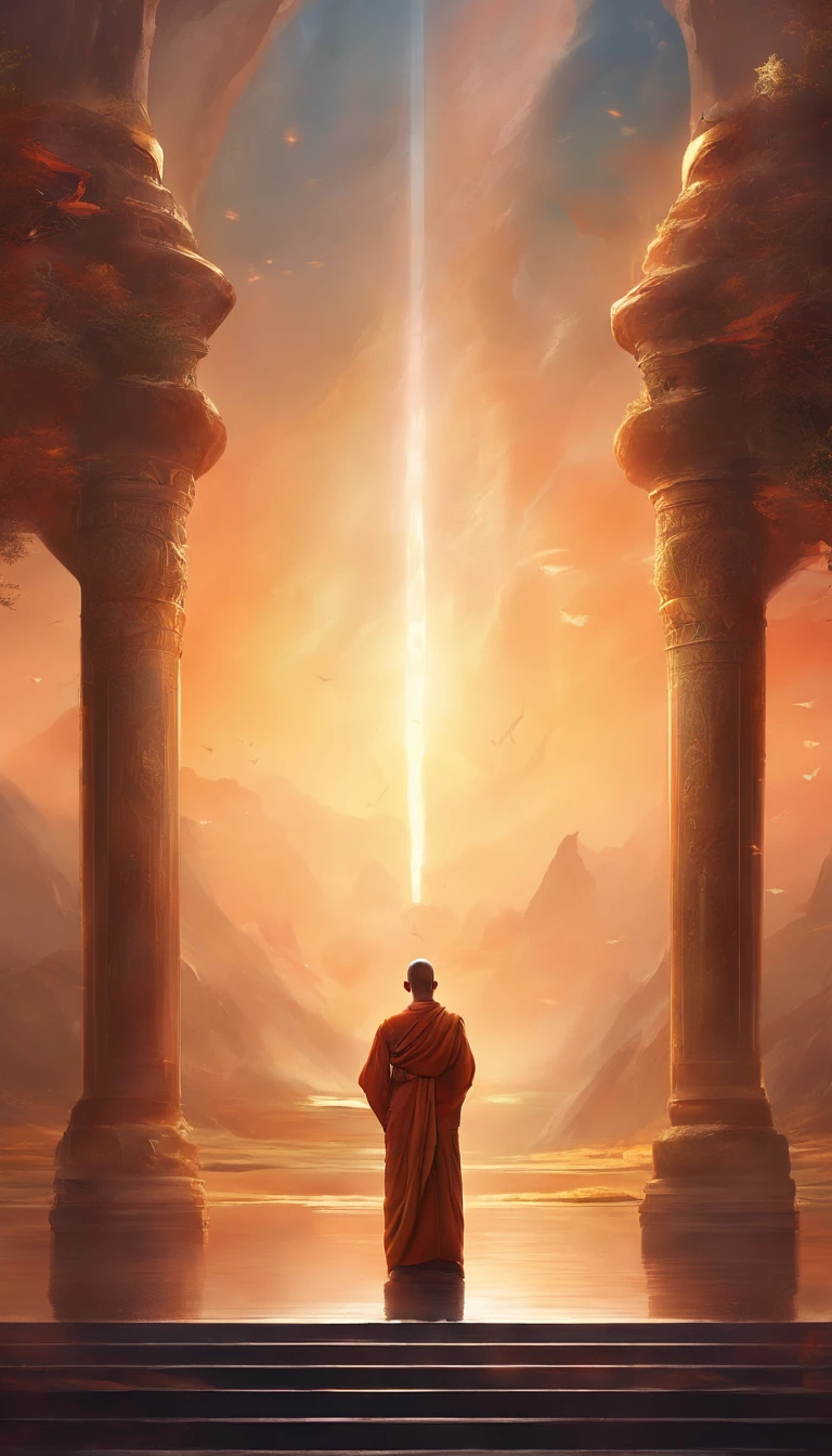 Ultra HD 4K Wallpaper (((("MASTERPIECE")))), [Recreate A Scene From "INTERSTELLAR" Movie] "cinematic" "ULTRA DETAILED" ((VERTICAL)) a Buddhist monk standing and praying