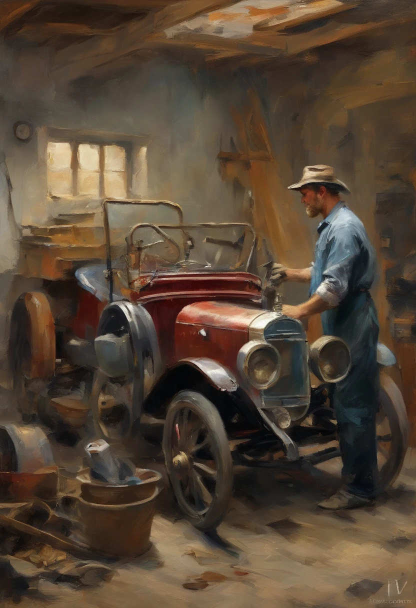 obra prima、qualidade superior、piece、um close-up、com luz brilhante、felicidade、Cool morning sun、(spark:0.7) 、passear、Paisagens dois homens jovens, bonitos trabalhando em um carro em uma garagem, Mechanicalgirl, mechnical, inspect in inventory image, maintenance, advanced technique, editing, automotivo, Directed by: Matias Jama, charismatic young mechanic, ombro na frente pose, Foto de Stock, maintenance photo, conhecimento intenso, trabalho profissional, highly technical, fundo interessante, Shutterstock, Directed by: Oskar Lüthy