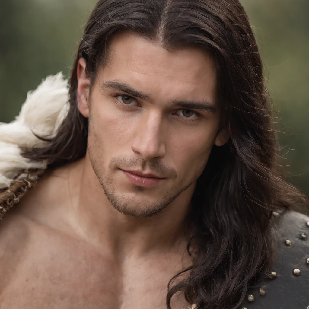 A young Scottish warrior, topless, .RAW, em KILT, long flowing black hair, fundo da tempestade, brutal, Handsome, cinematic photography, muito bonito, Handsome, kilt tartan azul, corpo inteiro, arrogante, arrogante, orgulhoso, .RAW, topless