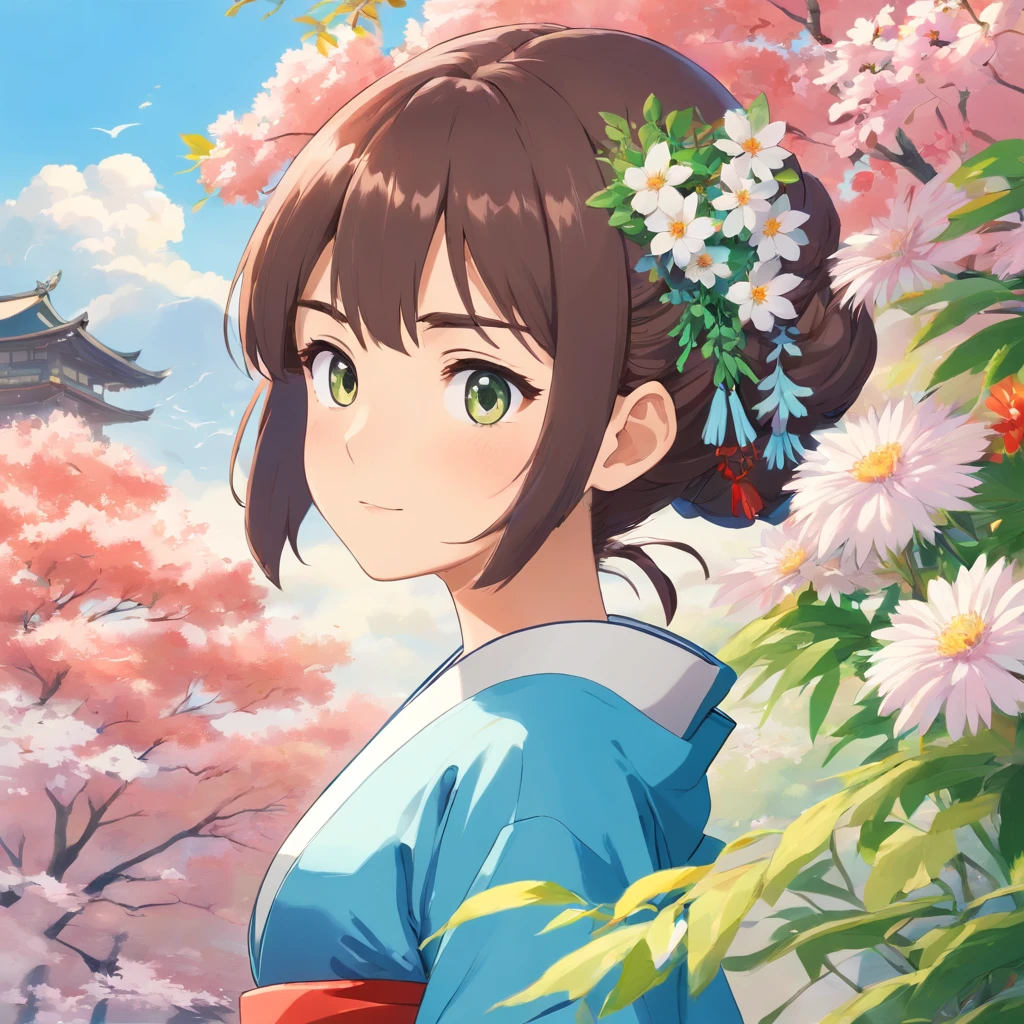 Arafed Frau in einem Kimono mit Blumen auf dem Kopf, beautiful digital artwork, beautiful digital illustration, lindo pintura digital, lindo pintura digital, Kunstwerk im Stil von Guweiz, photorealistic anime girl render, Glatte Anime-CG-Kunst, beautiful digital art, Great digital art with details, Atemberaubende digitale Illustration, Detaillierte digitale Anime-Kunst, Rendering vom April, beautiful anime portrait