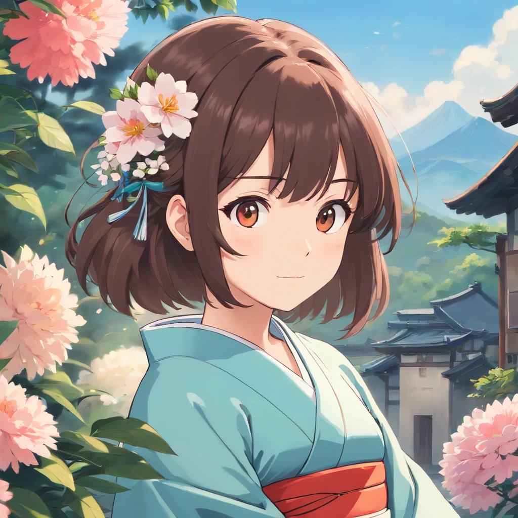 Arafed Frau in einem Kimono mit Blumen auf dem Kopf, beautiful digital artwork, beautiful digital illustration, lindo pintura digital, lindo pintura digital, Kunstwerk im Stil von Guweiz, photorealistic anime girl render, Glatte Anime-CG-Kunst, beautiful digital art, Great digital art with details, Atemberaubende digitale Illustration, Detaillierte digitale Anime-Kunst, Rendering vom April, beautiful anime portrait