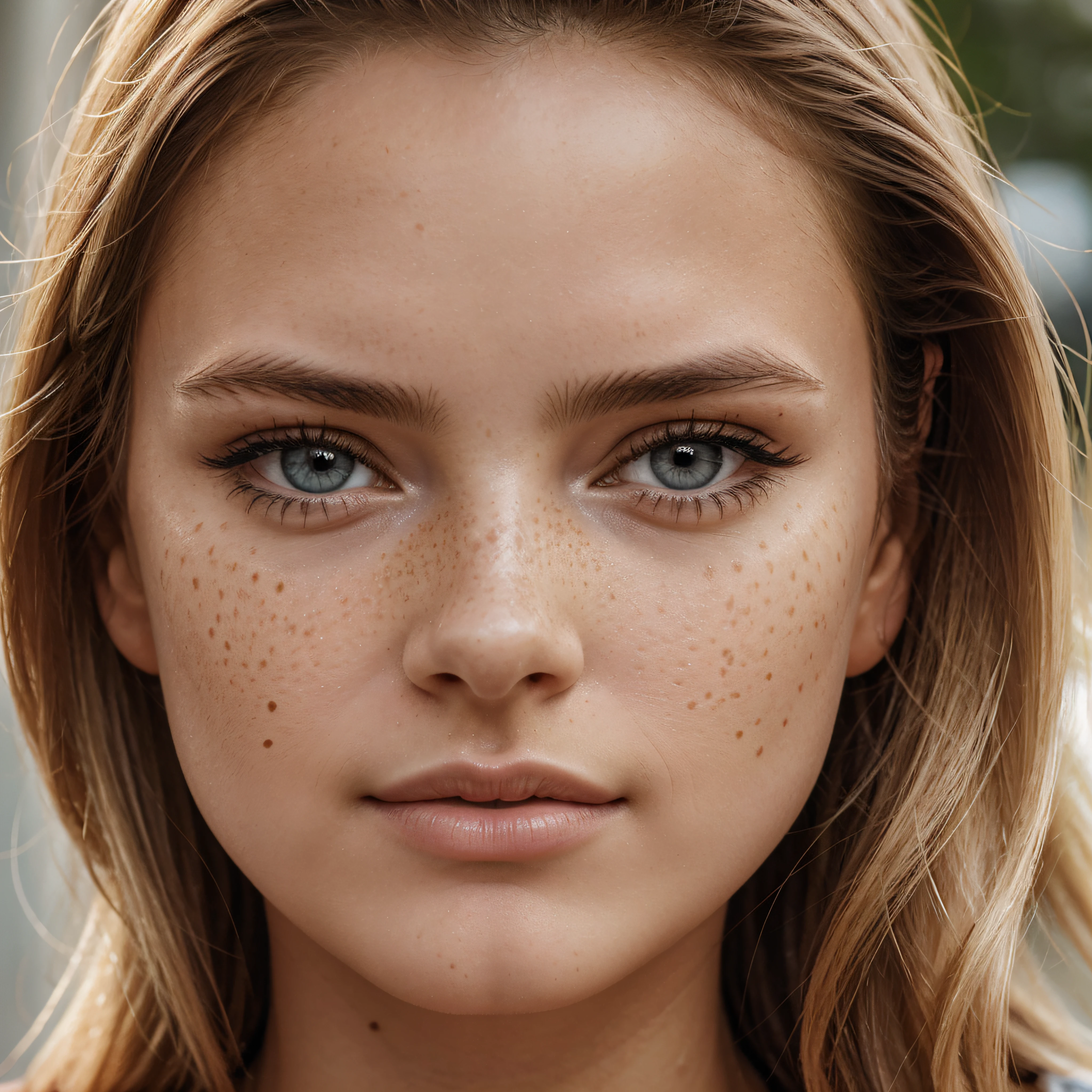 ultra face close up, face up,1Girl 18 years old, nur, Lange Haare, Blick auf den Betrachter, blonde hair, BLONDE, Blond girl, blaue Augen, Schmuck, Halskette, schulterfrei, pullover, lips, realistisch, Nase, Flirten mit der Kamera, close up shot, realism, detailed eyes, skin imperfection, small forhead, fine small freckles, natural, without reflection and shadow on the face, without glare, ultra high face texture, colours, realism, 8K, natural, big lips, full lips, hyper detailed photo, photorealistic, PHOTO, RAW, modeling, girl model, epic advertisment, cinematic shot, cinematic, pretty face, hot, sexy, NO WRINKLES,