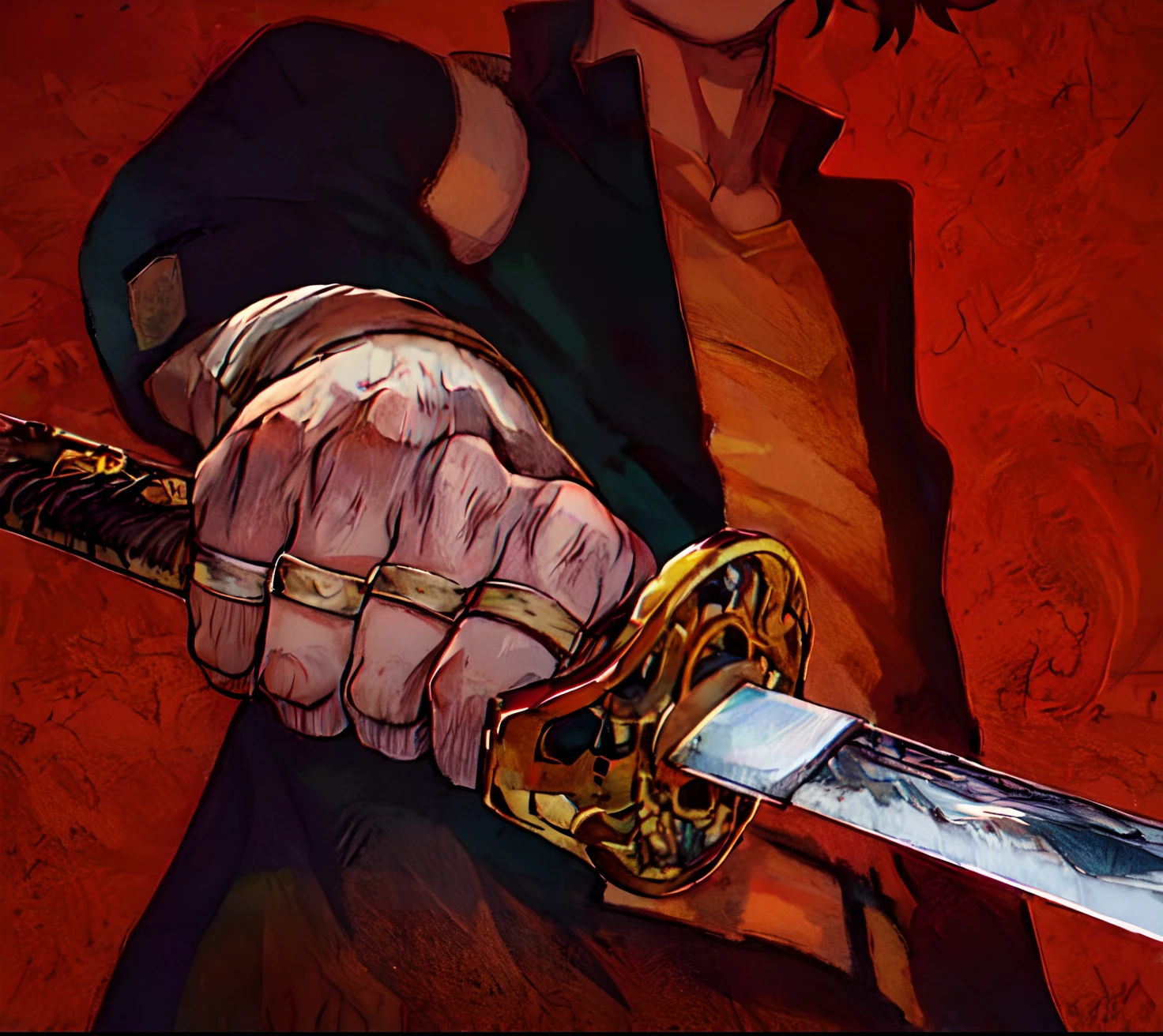 painel de manga, colorful manga, a close up of a person holding a knife in their hand, Demon Slayer rui fanart, manga style of kentaro miura, por Shingei, inspirado em Kamisaka Sekka, inspirado em Shingei, inspired by Itō Ogura Yonesuke, Kimetsu no yaiba, Camada de anime, cara bonito na arte demon slayer, (Ultra Detalhado), (illustration), (Diferente_Imagem), (intrincado_detalhes), (delicate illustration),(master part:1.2),(best quality:1.2), fundo escuro.
