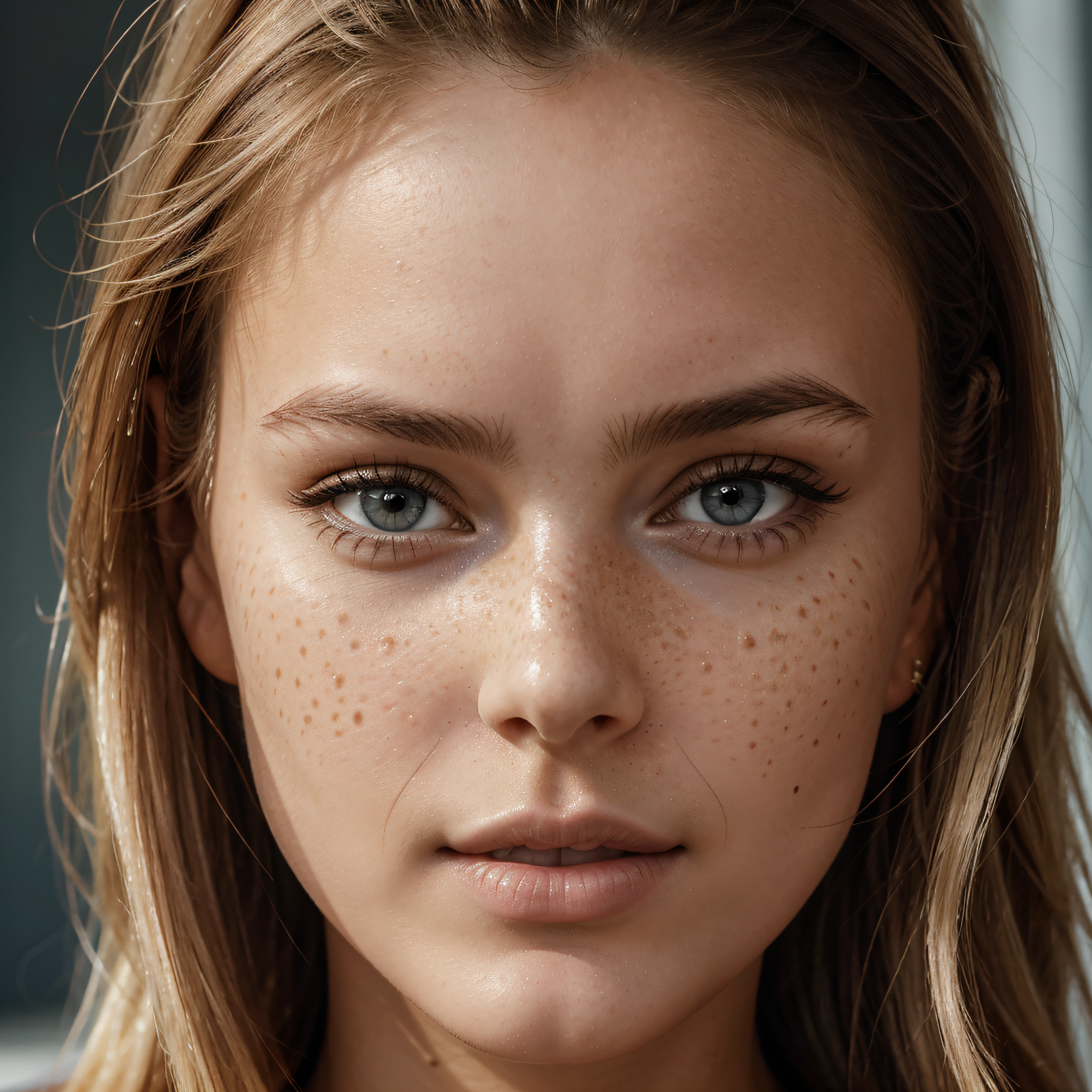 ultra face close up, face up,1Girl 18 years old, nur, Lange Haare, Blick auf den Betrachter, blonde hair, BLONDE, Blond girl, blaue Augen, Schmuck, Halskette, schulterfrei, pullover, lips, realistisch, Nase, Flirten mit der Kamera, close up shot, realism, detailed eyes, skin imperfection, small forhead, fine small freckles, natural, without reflection and shadow on the face, without glare, ultra high face texture, colours, realism, 8K, natural, big lips, full lips, hyper detailed photo, photorealistic, PHOTO, RAW, modeling, girl model, epic advertisment, cinematic shot, cinematic, pretty face, hot, sexy, NO WRINKLES,