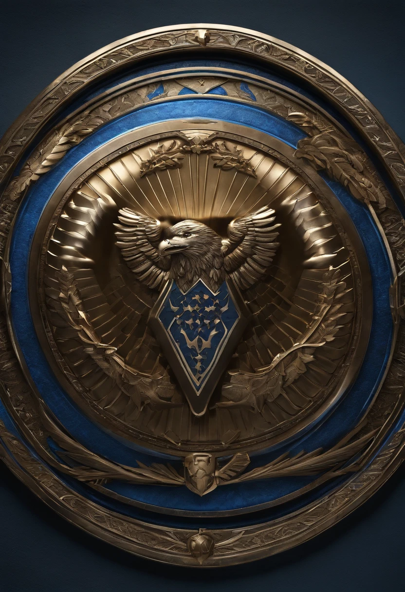 The shield has blue lines, the shield is made of metal, luxurious, on the face of the shield there are eagles and lions, engraved with the word "enternals" on the surface of the shield.