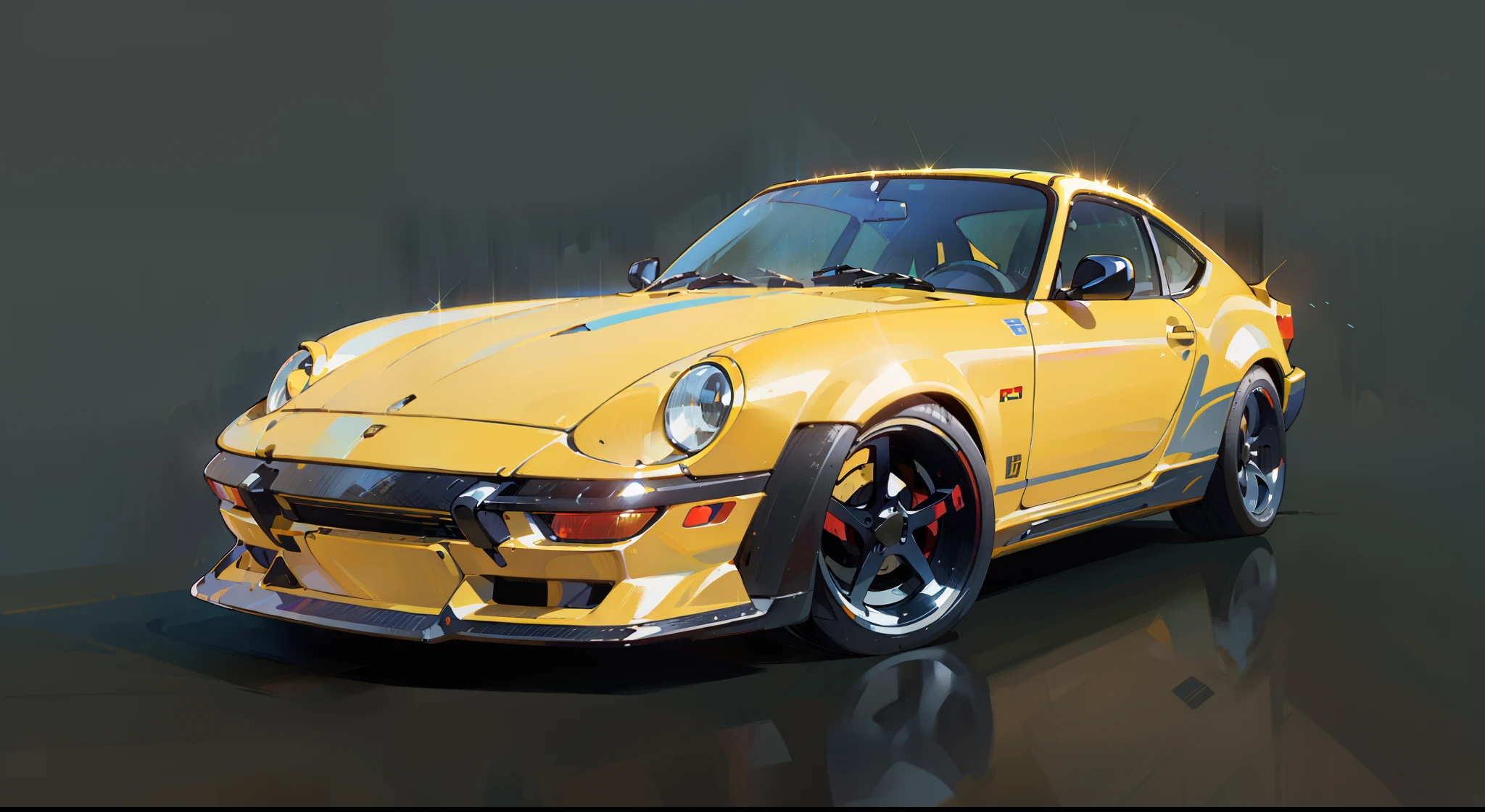 (highres,professional,vivid colors),(realistic,photorealistic:1.37),yellow porsche,fast car,shiny paint,reflective surface,sleek design,luxury vehicle,curved body,wide tires,open top,summer day,city skyline,modern architecture,dynamic motion,glowing headlights,intense sunlight,beautiful reflections