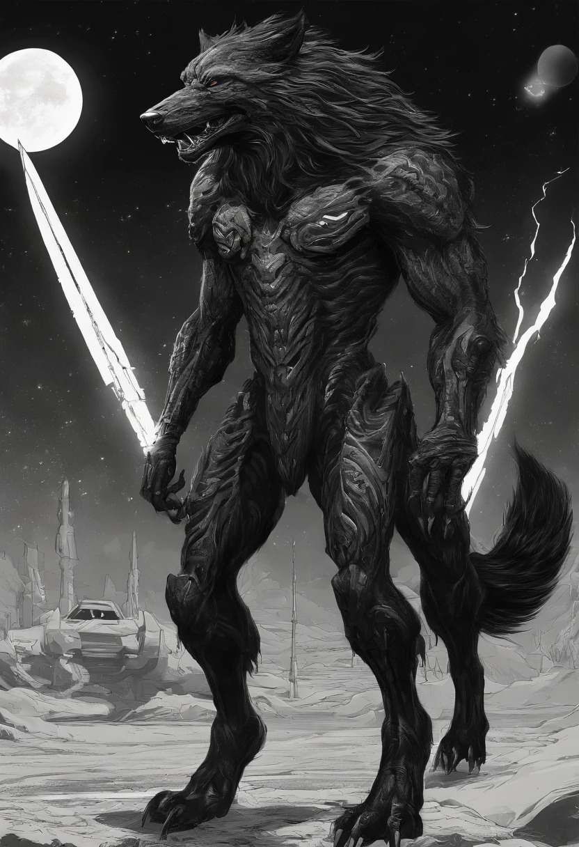 werewolf gigantic black humanoid wolf.
