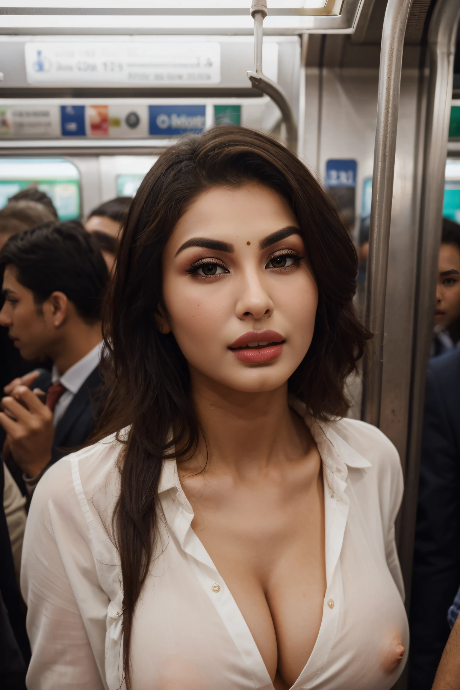(best quality), (ultra detailed),, (highly detailed),(detailed face), (detailed background),break,full body with legs, night club(party), mouni roy , messy hair wearing high heels, breasts, looking at viewer, large breasts, holding, brown eyes, ( bra) ,tummy shaper panty