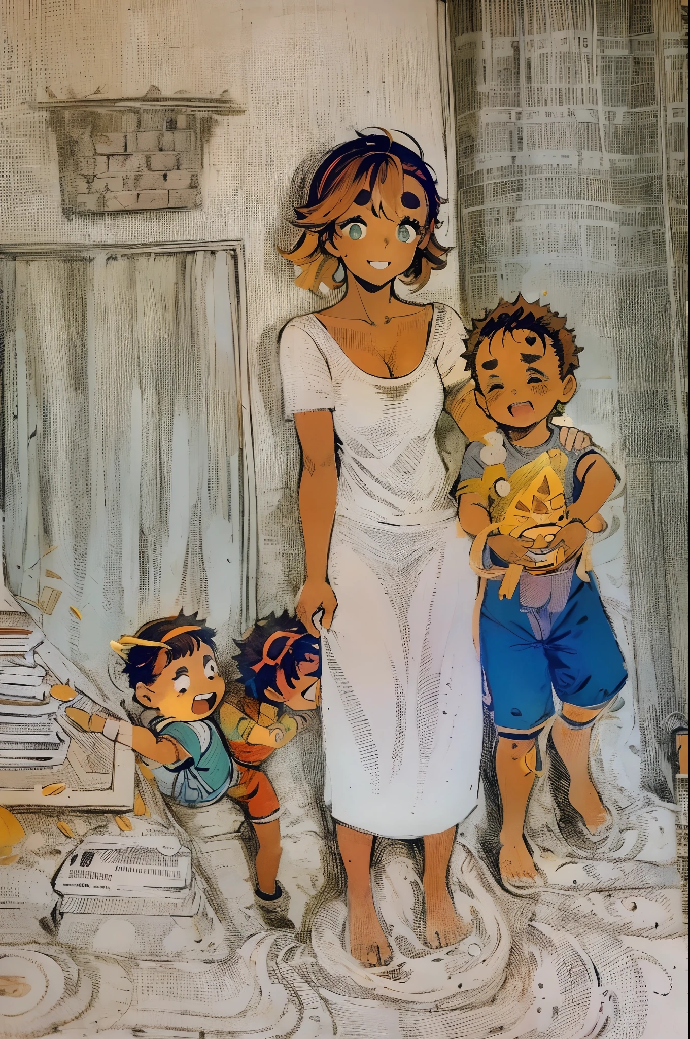 suletta, guts, couple, husband and wife, suletta motherly, house wife, mother and son, children , family, happy, breakfeasting