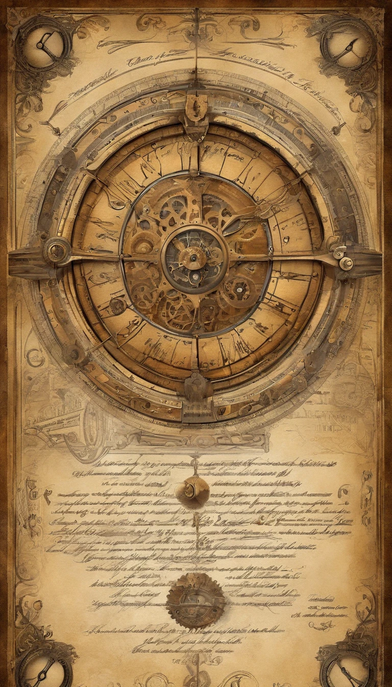 magic cirlcle,estilo de fantasia steampunk, Steampunk art, steampunk digital art, Leonardo da Vinci manuscript,parchment,Magic pattern