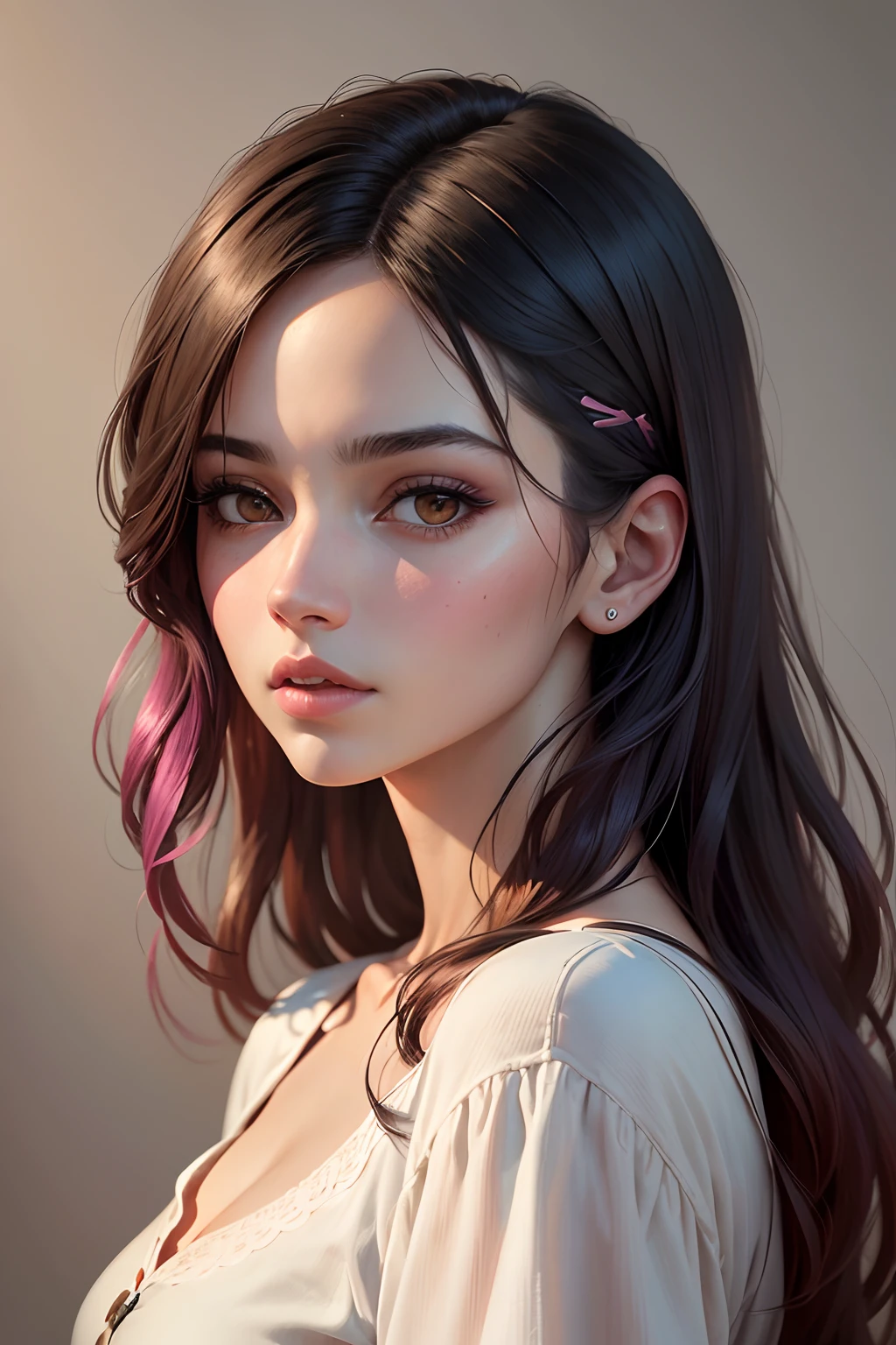 Retrato de uma mulher com cabelo longo e uma camisa preta, digital illustration portrait, No estilo de arte de Bowater, Retrato de Jossi de Blackpink, retrato digital, retrato de arte digital, realismo artstyle, retrato de alta qualidade, 🤤 retrato da menina, estilo de arte realista, # 1 pintura digital de todos os tempos, #1 pintura digital de todos os tempos, pintura digital brilhante